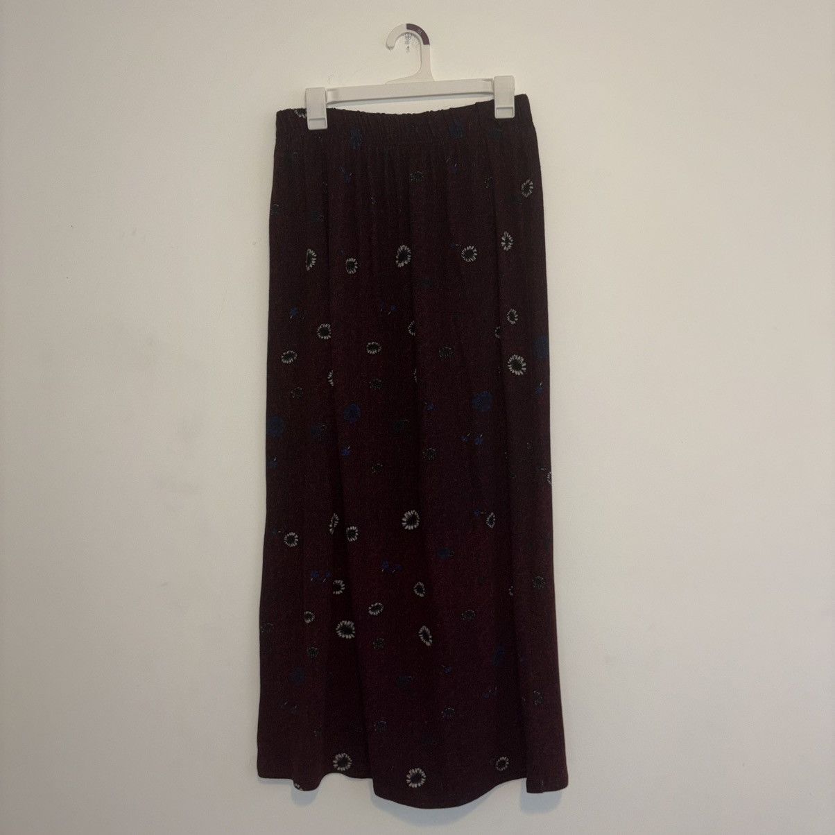 Other Purple Blue & White Soft & Stretchy Floral Maxi Skirt Size 42" / US 20 - 1 Thumbnail