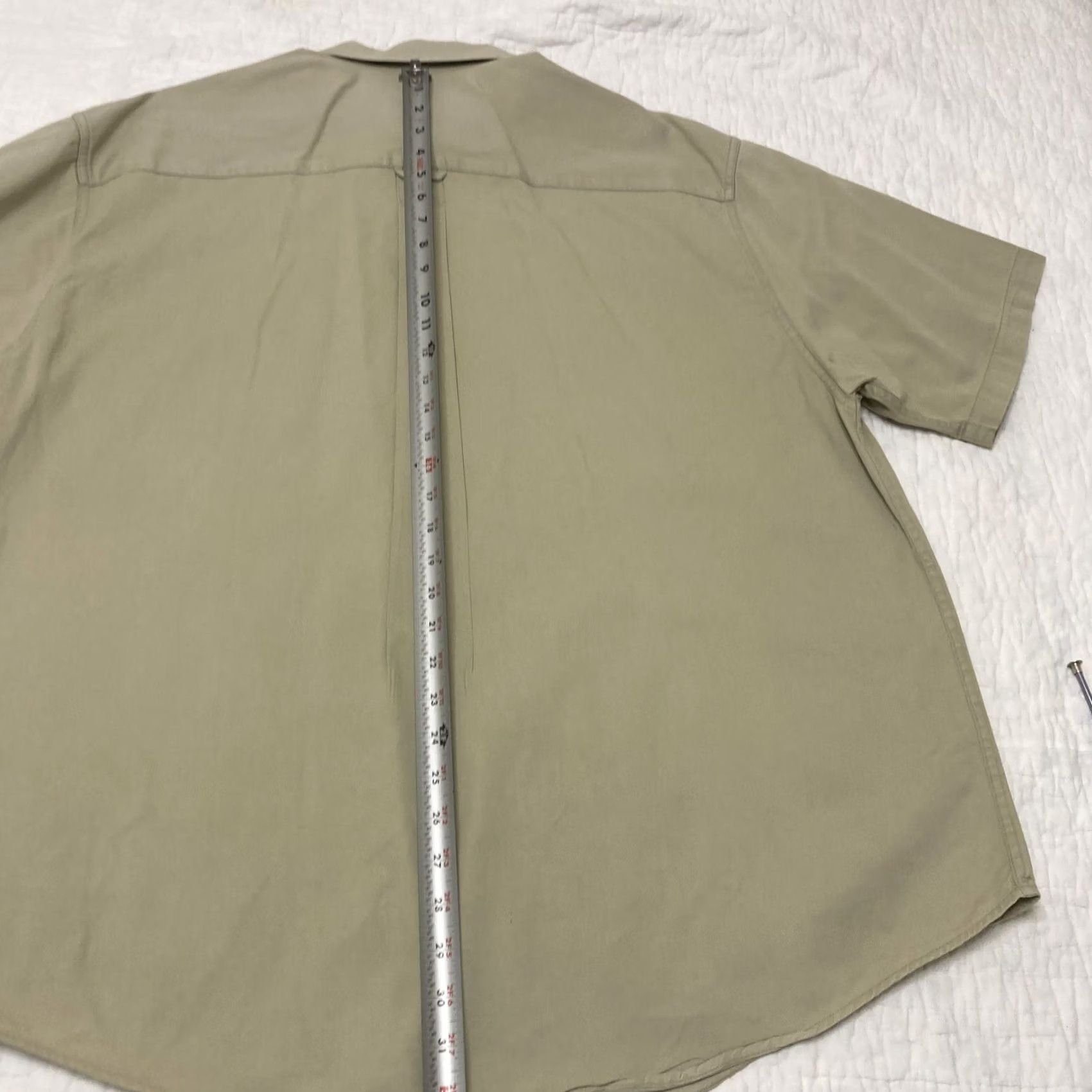 Eddie Bauer VINTAGE Eddie Bauer Button-Up Shirt Men Short Sleeve Fishing Cotton Canvas L Khaki Beige Mens L Shirt Size US 33 - 6 Thumbnail