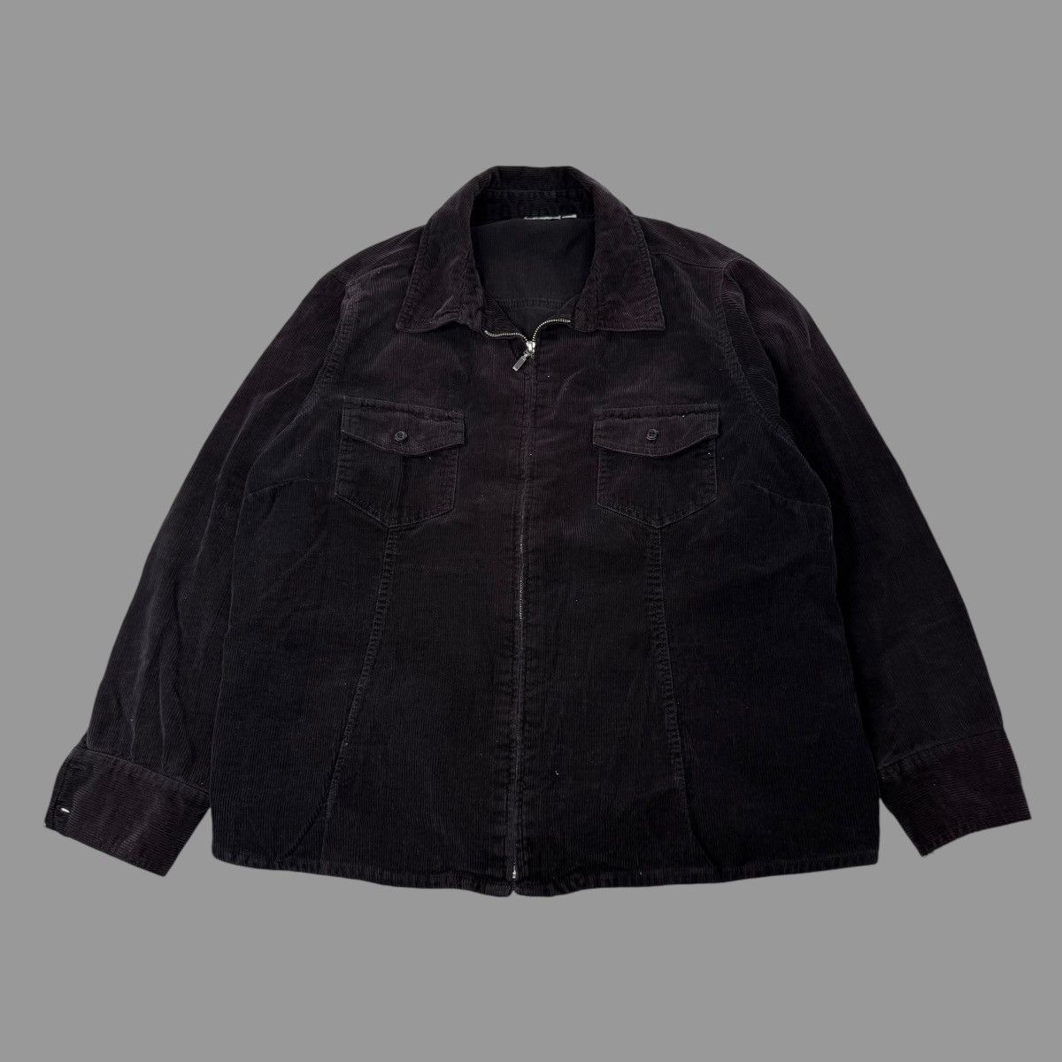 Vintage Vintage blank black corduroy zip up jacket Size US L / EU 52-54 / 3 - 1 Thumbnail