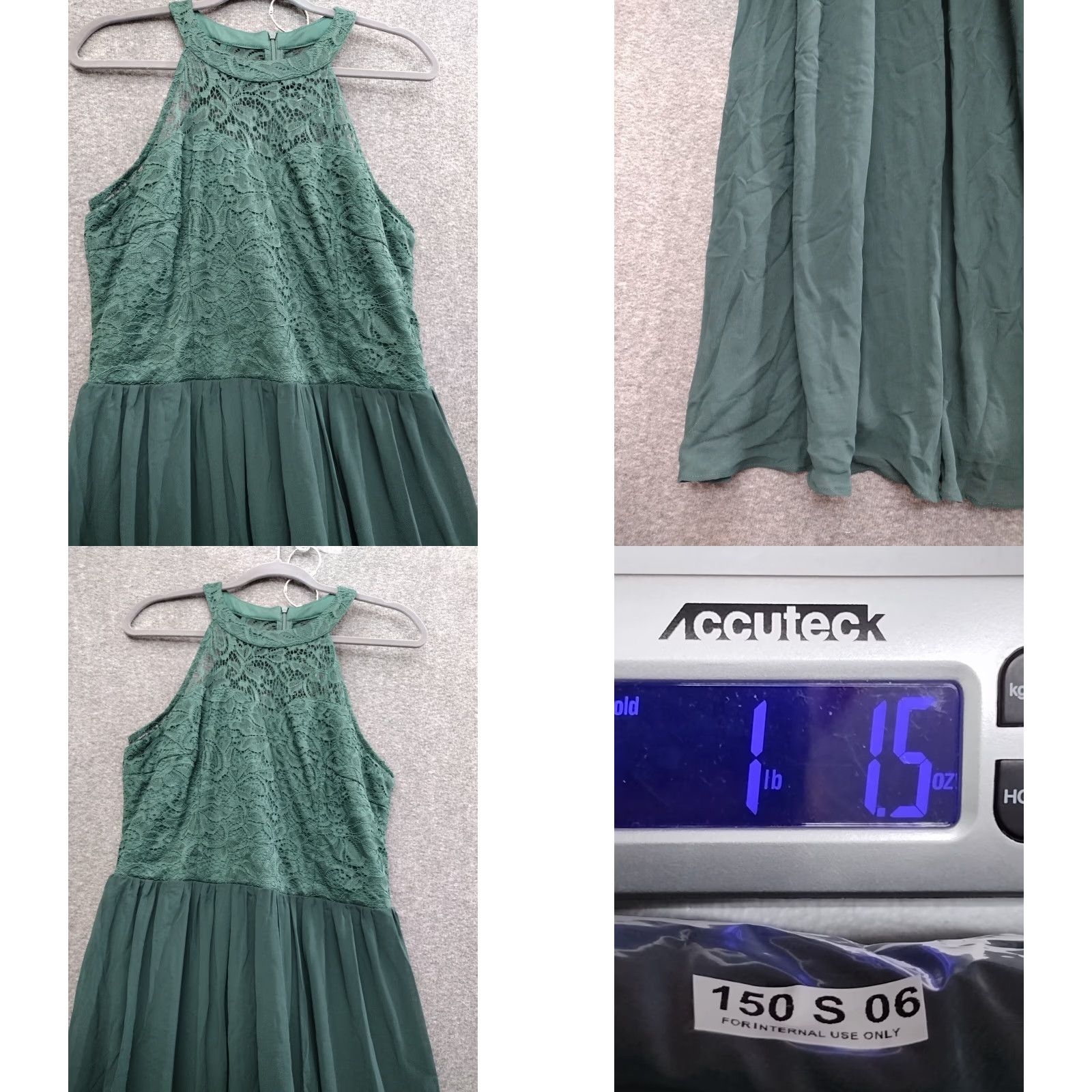 Vintage Wedtrend Maxi Dress XL Green Embroidered Lace Halter Top Sleeveless Floral Long Dress Women Mens? Size XL / US 12-14 / IT 48-50 - 8 Thumbnail