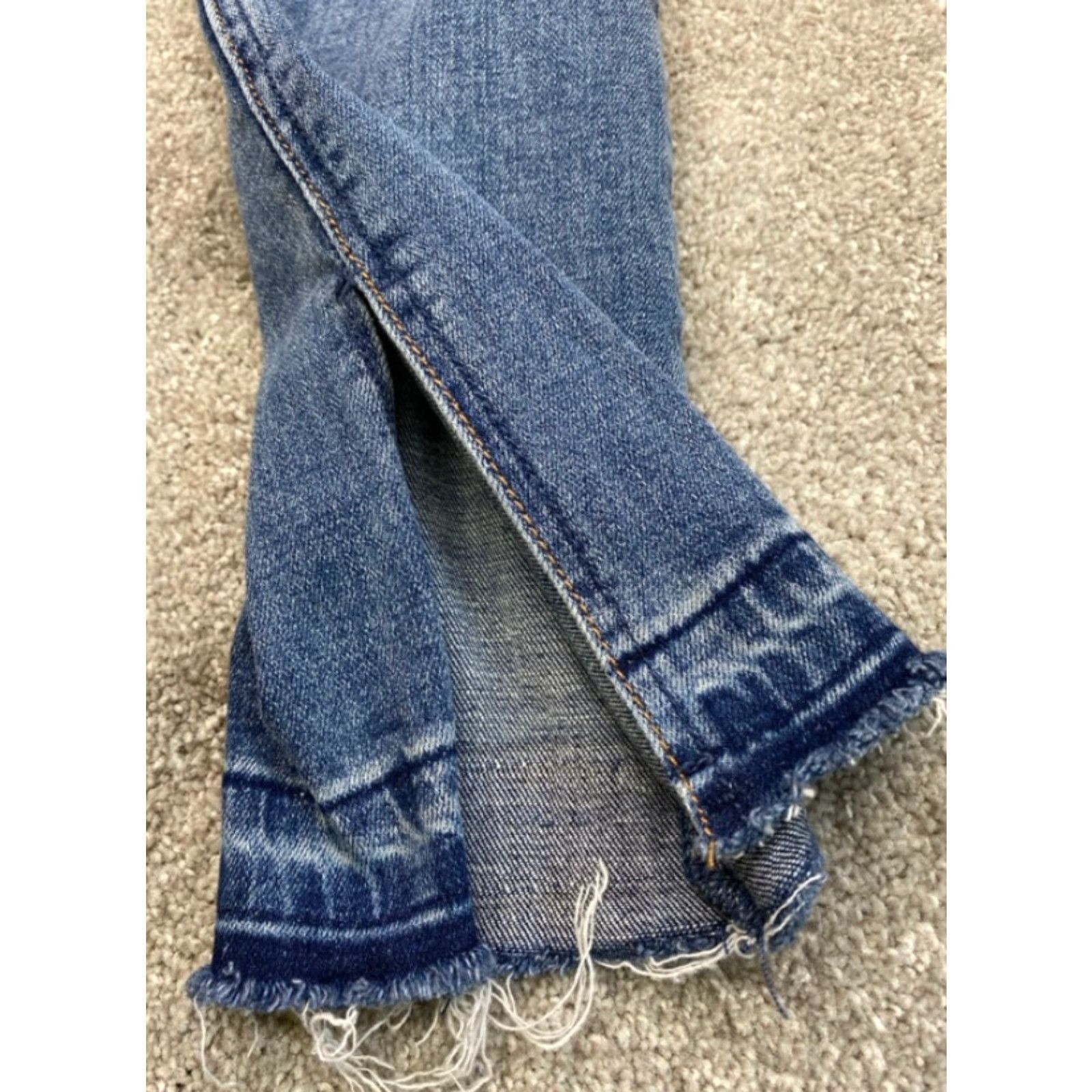 Free People Free People Jeans Women 31 x 30 Blue Denim Straight Leg Raw Hem 5801 Size 24" / US 00 / IT 34 - 3 Thumbnail