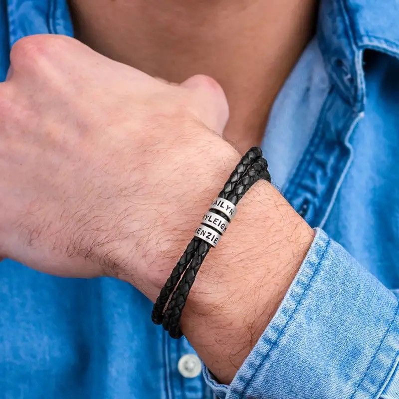 Jewelry Personalized Men Bracelets Custom Stainless Steel Beads Size ONE SIZE - 1 Thumbnail