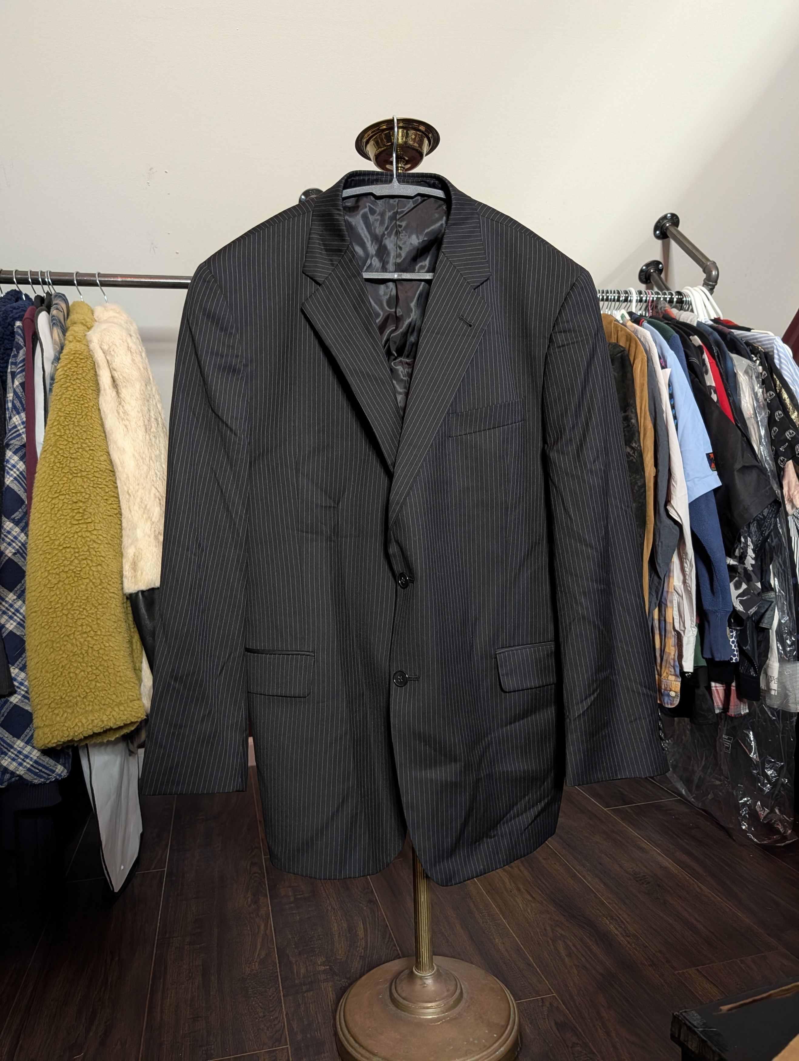 Loro Piana Super 120s Wool Black Pinstriped Joseph Abboud Jacket Size 46R - 1 Thumbnail