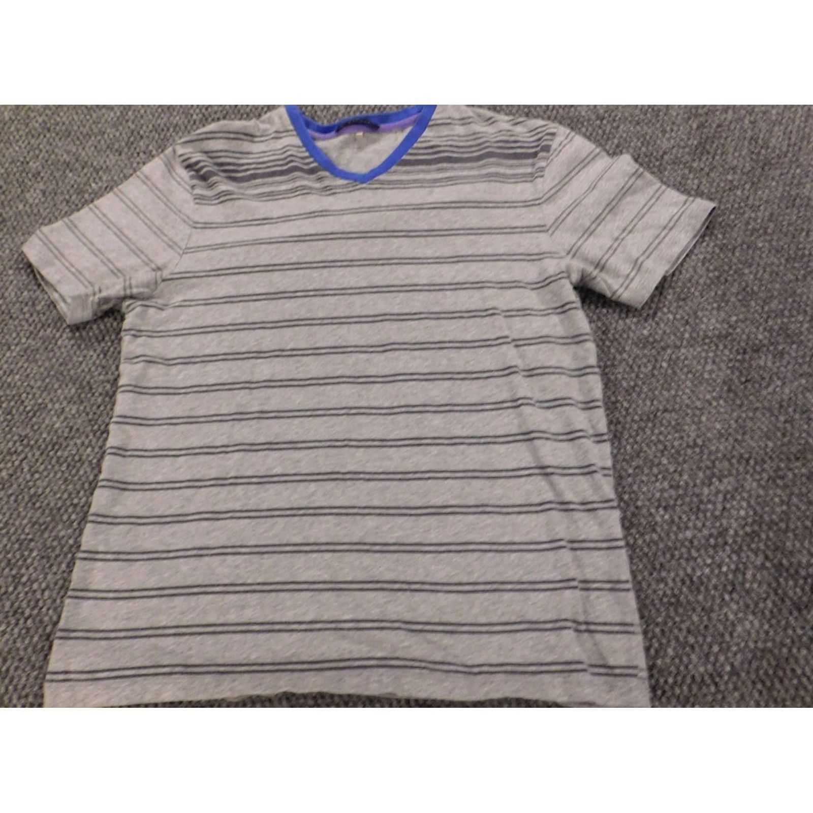 Elie Tahari Elie Tahari Shirt Mens Small Gray Striped Crew Neck Short Sleeve Cotton Logo Casual Size US S / EU 44-46 / 1 - 3 Thumbnail