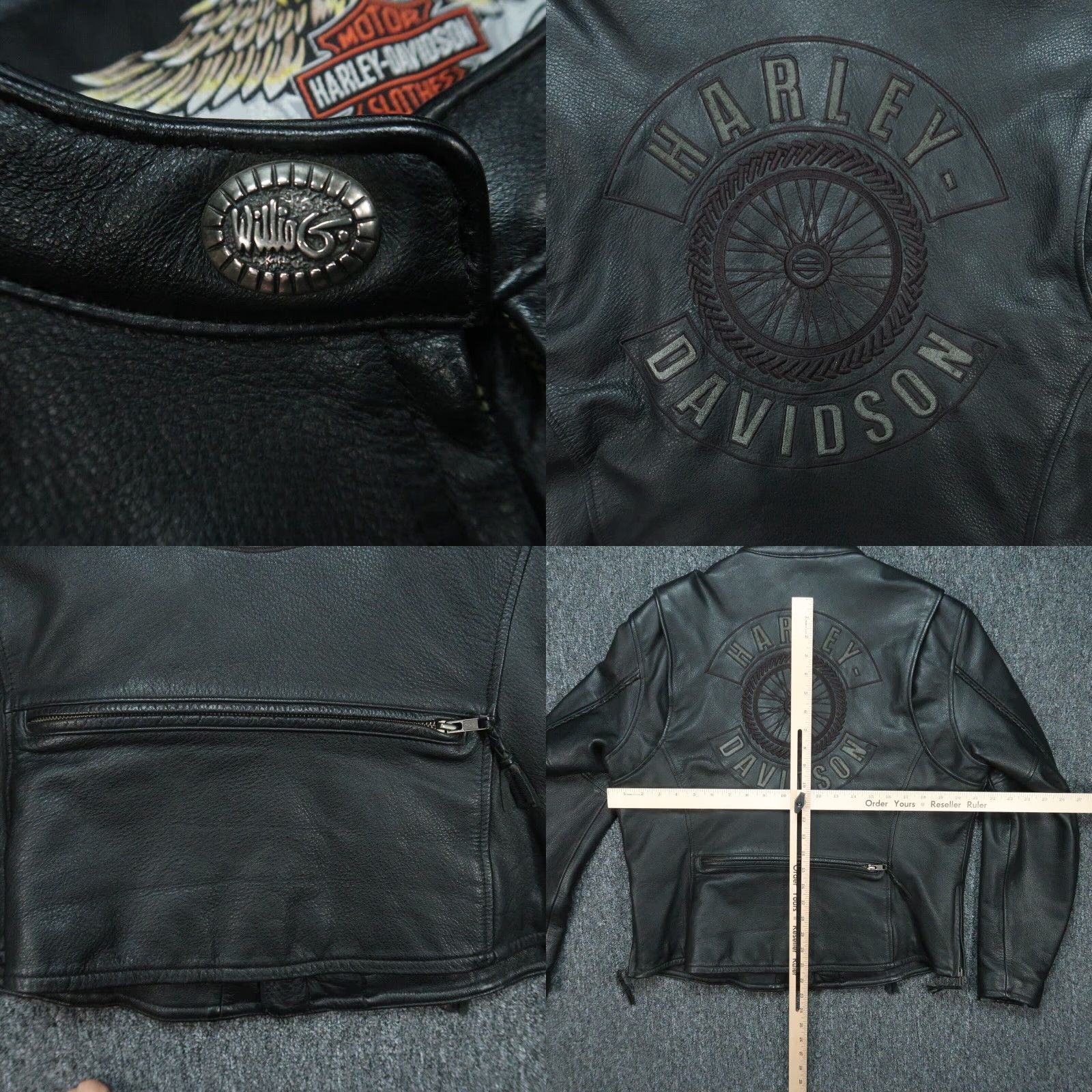 Harley Davidson Harley-Davidson Jacket Womens XL Black Leather Willie G Wheel Lined Full Zip Jacket Size XL / US 12-14 / IT 48-50 - 8 Thumbnail