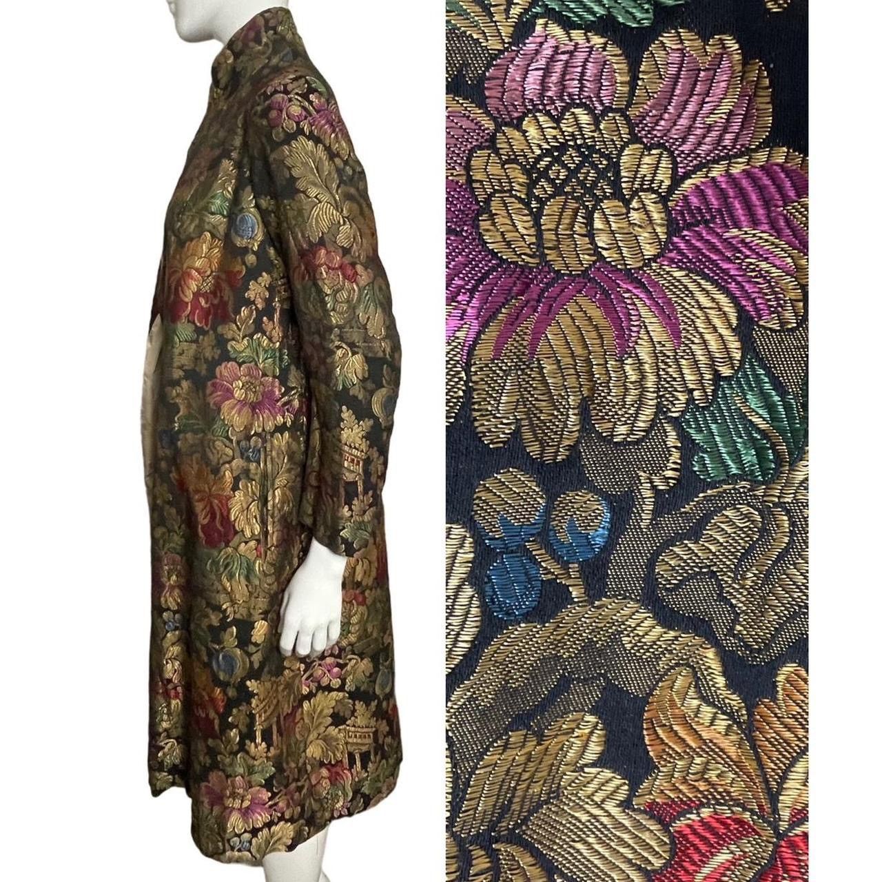 image of Antique Silk And Metallic Brocade Coat in Black, Men's (Size Medium)