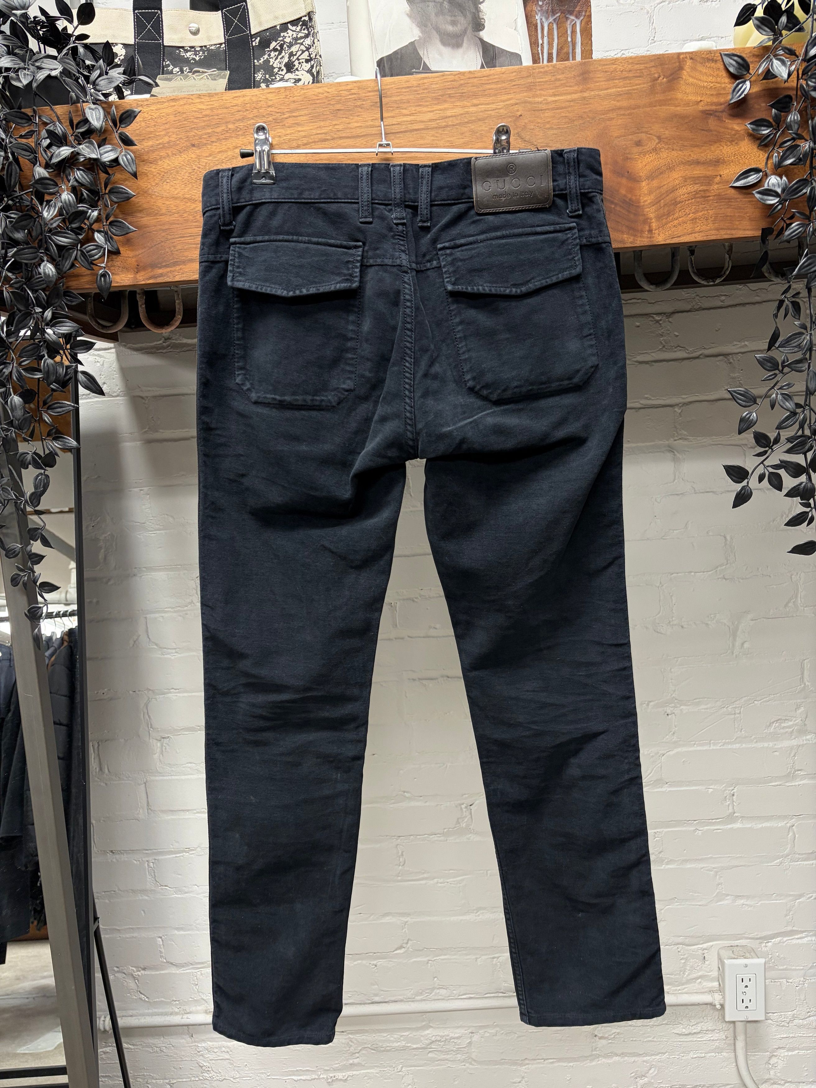 Gucci Vintage Gucci Brown Side Stripe Raw Blue Skinny Jeans Size US 30 / EU 46 - 4 Thumbnail