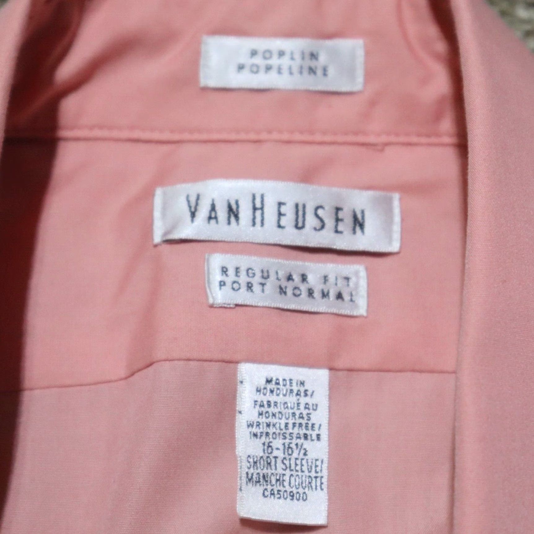 Van Heusen Van Heusen Dress Shirt Men 16.5 Pink Solid Poplin Button Up Collar Down Wrinkle Free Shirt Size 46R - 3 Thumbnail