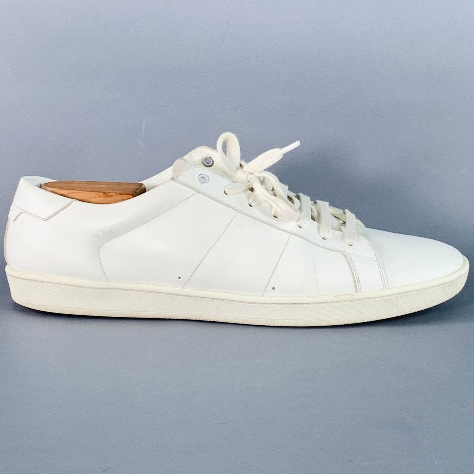 Saint Laurent Paris SAINT LAURENT Size 15 White Leather Low Top Lace-Up Sneakers Size US 15 / EU 48 - 2 Thumbnail