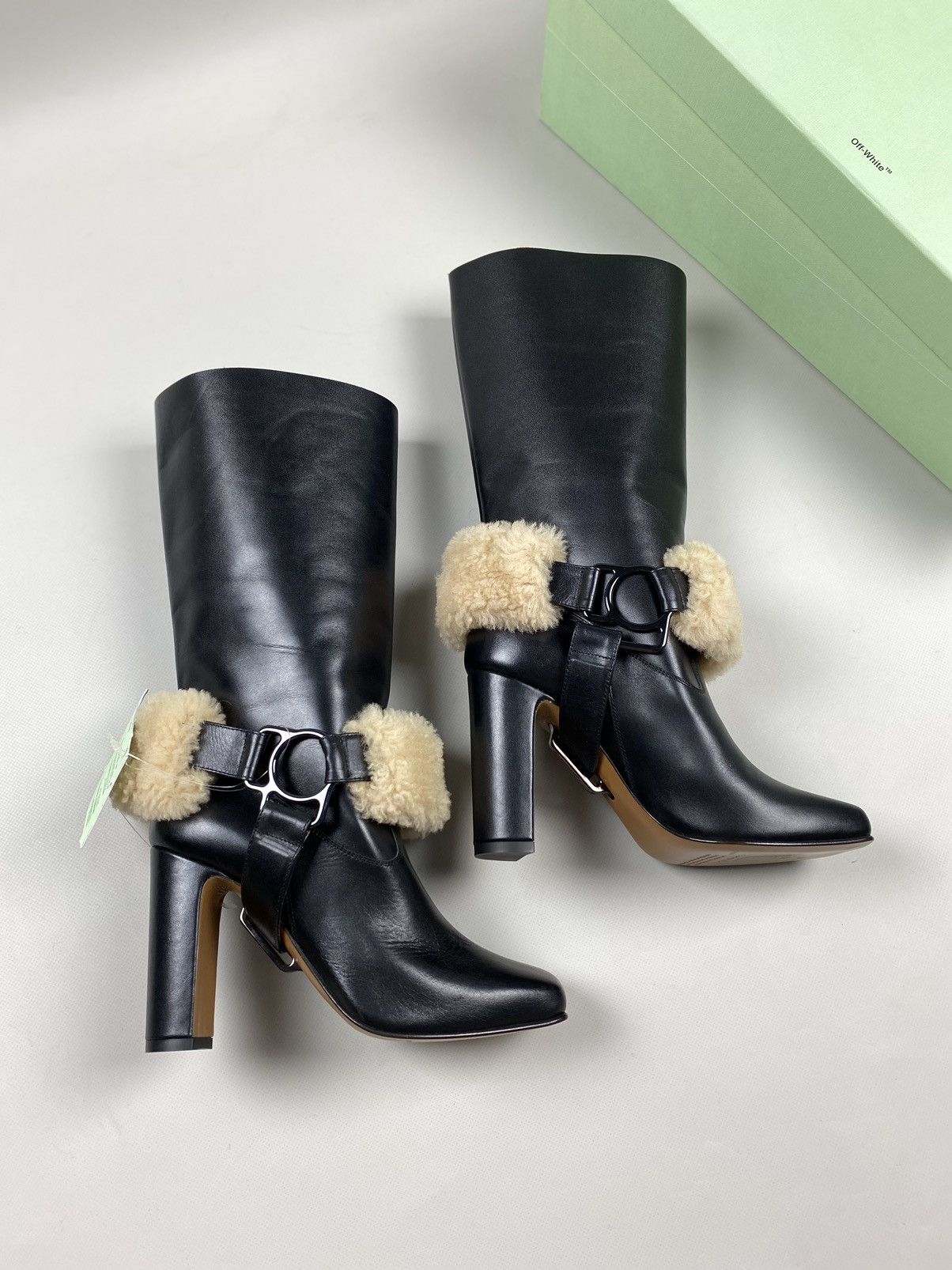 Off-White New! Off-White For Riding ladies Leather Boots Shoes Size 37 Size US 7 / IT 37 - 1 Thumbnail