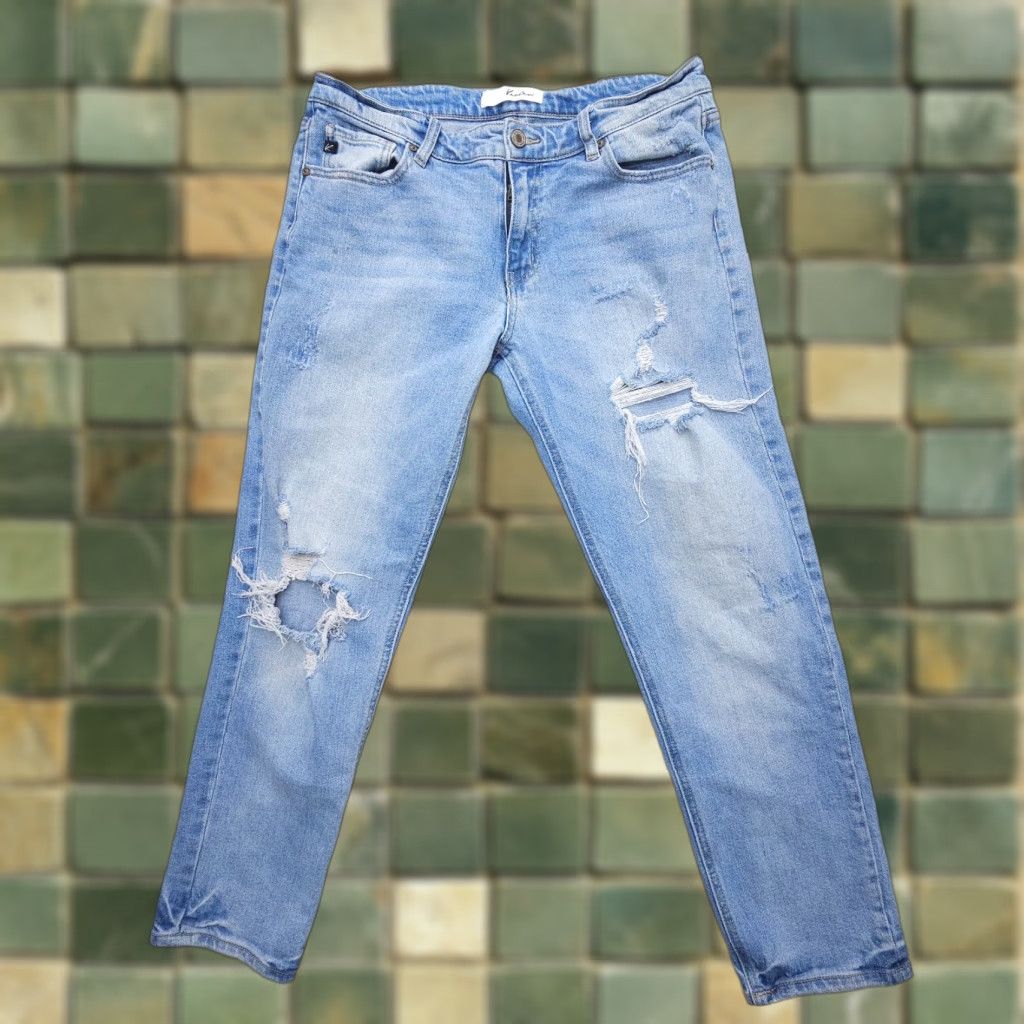 Vintage KanCan Jeans Women's 29 Mid Rise Boyfriend Distressed Blue Inseam 28 Size 29" - 1 Thumbnail