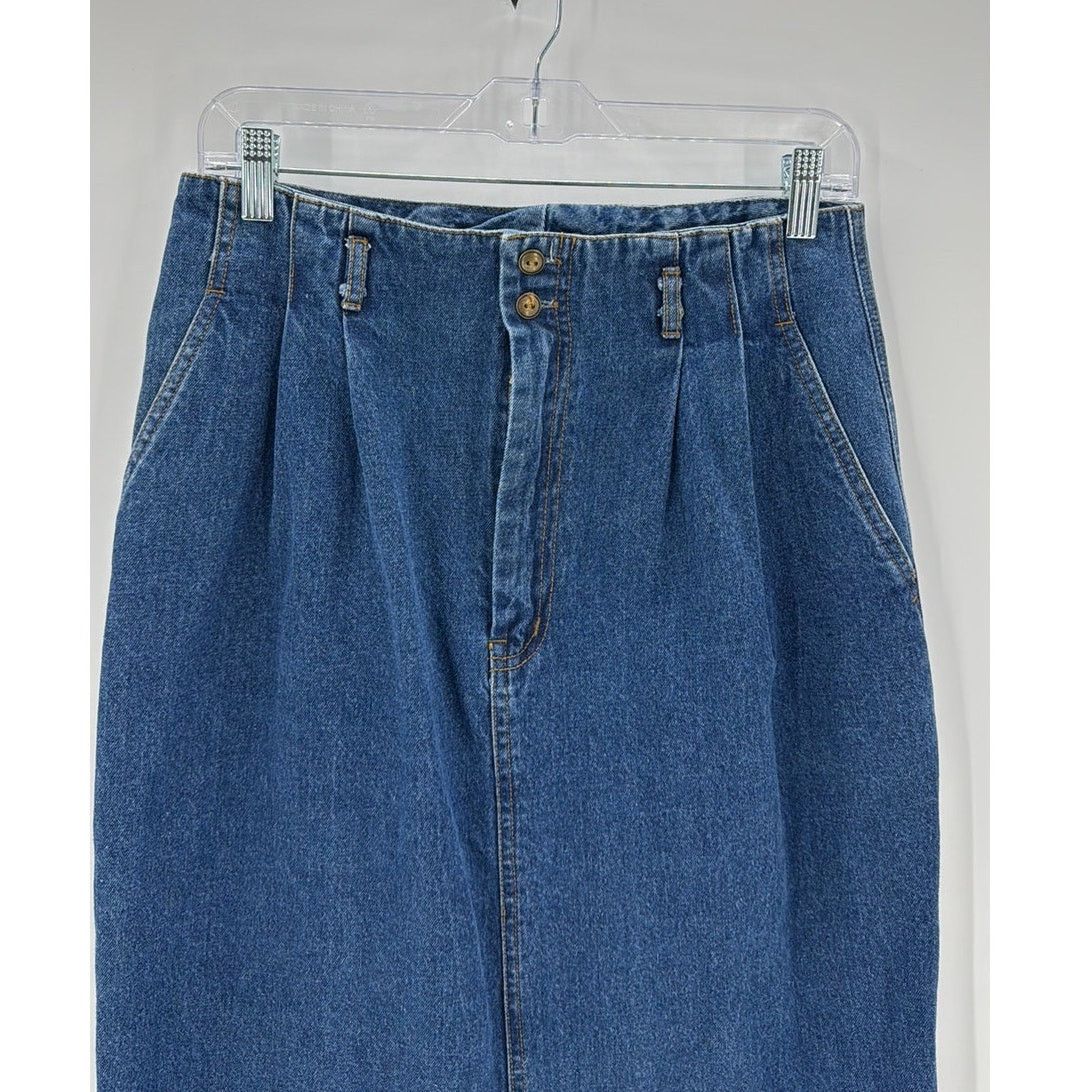 Vintage Vintage high waisted pleated front denim midi skirt sz 12 Size 34" / US 12 / IT 48 - 3 Thumbnail