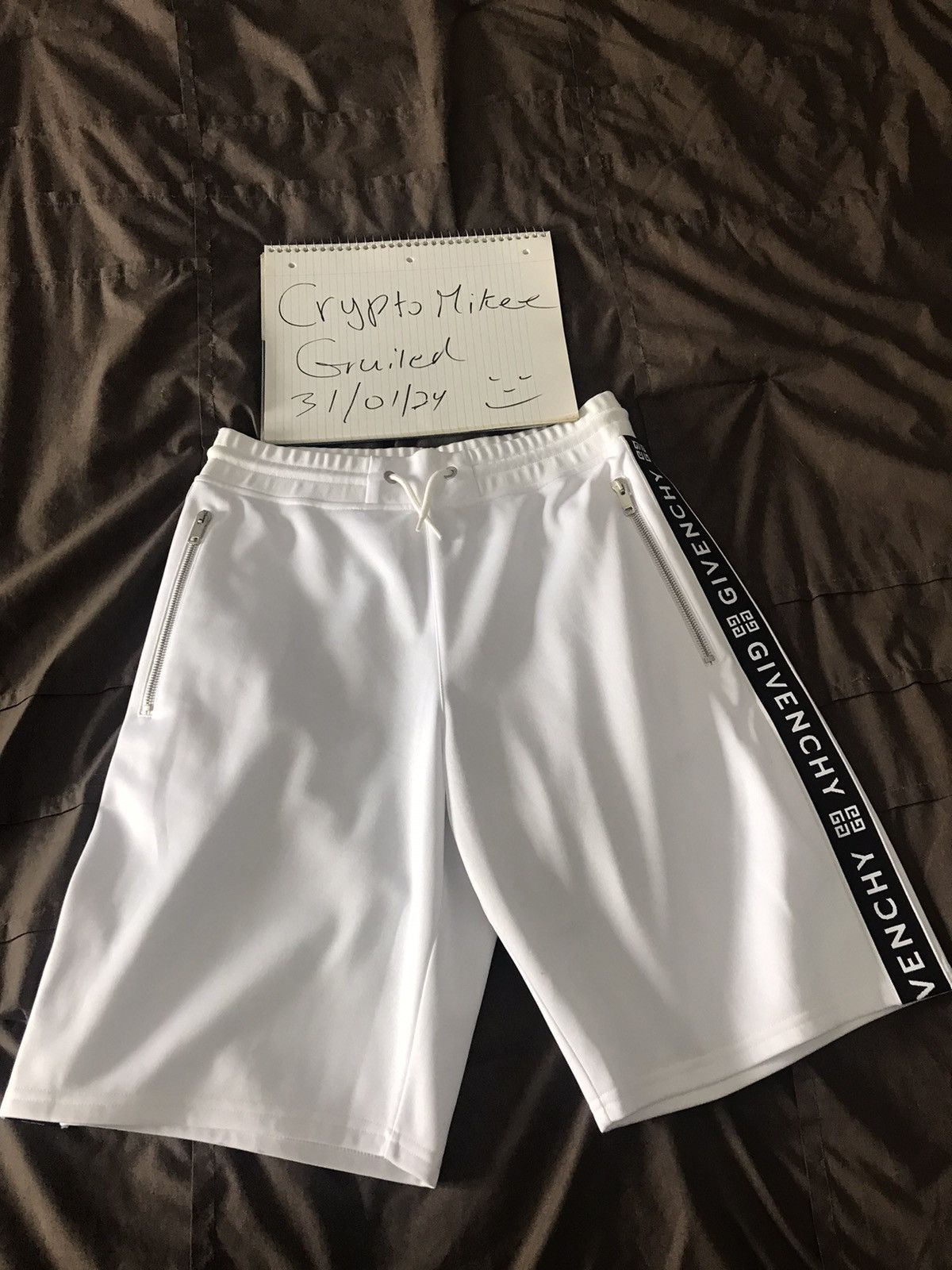 image of Givenchy Logo Shorts in White, Men's (Size 30)