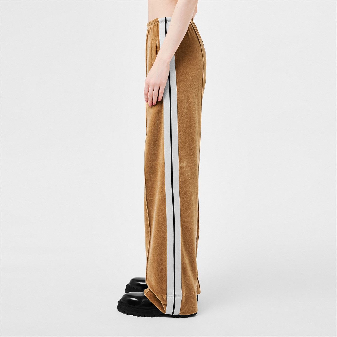 Palm Angels o1g2r1mq0325 Velvet Loose Track Pant in Brown & White Size 27" / US 4 / IT 40 - 2 Thumbnail