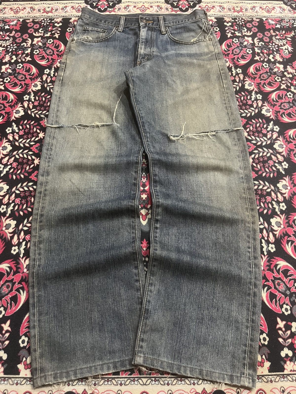Edwin Vintage Japanese Brand Edwin 503Z Mud Blue Distressed Jeans Size US 30 / EU 46 - 1 Thumbnail