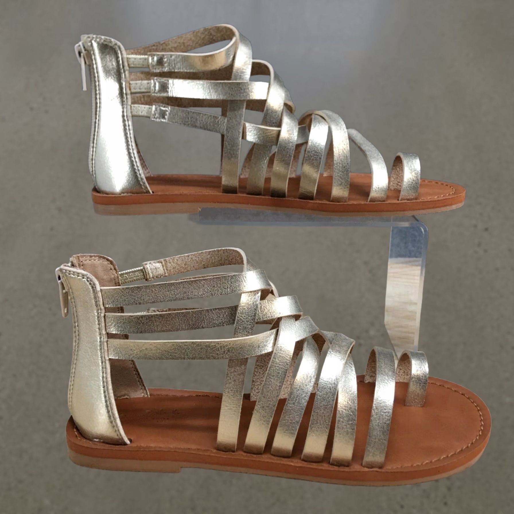 Vintage Universal Thread Sandals Womens 6 Gold Gladiator Strappy Back Zip Casual NEW Size US 6 / IT 36 - 1 Thumbnail
