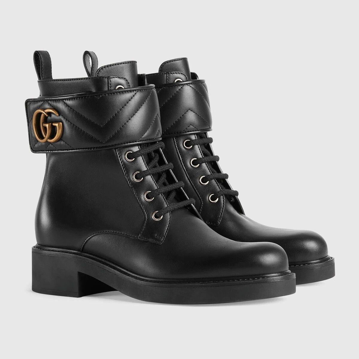 Gucci o1s1wg110425 Women's Ankle Boots With Double G in Black Size US 5.5 / IT 35.5 - 2 Thumbnail