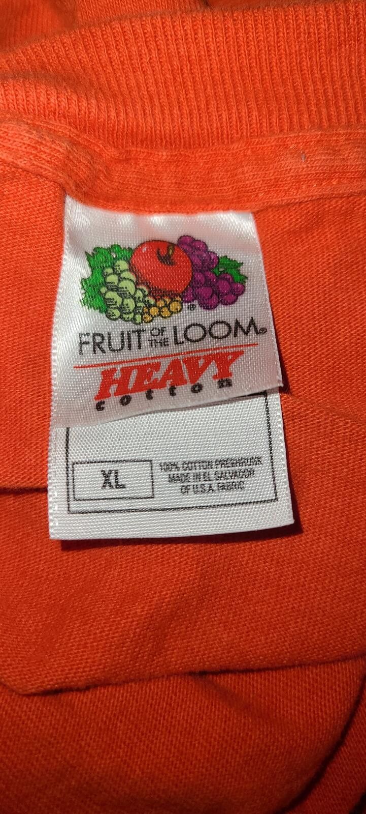 Fruit Of The Loom Syracuse Orange Heavy Cotton T-Shirt XL Size ONE SIZE - 3 Thumbnail