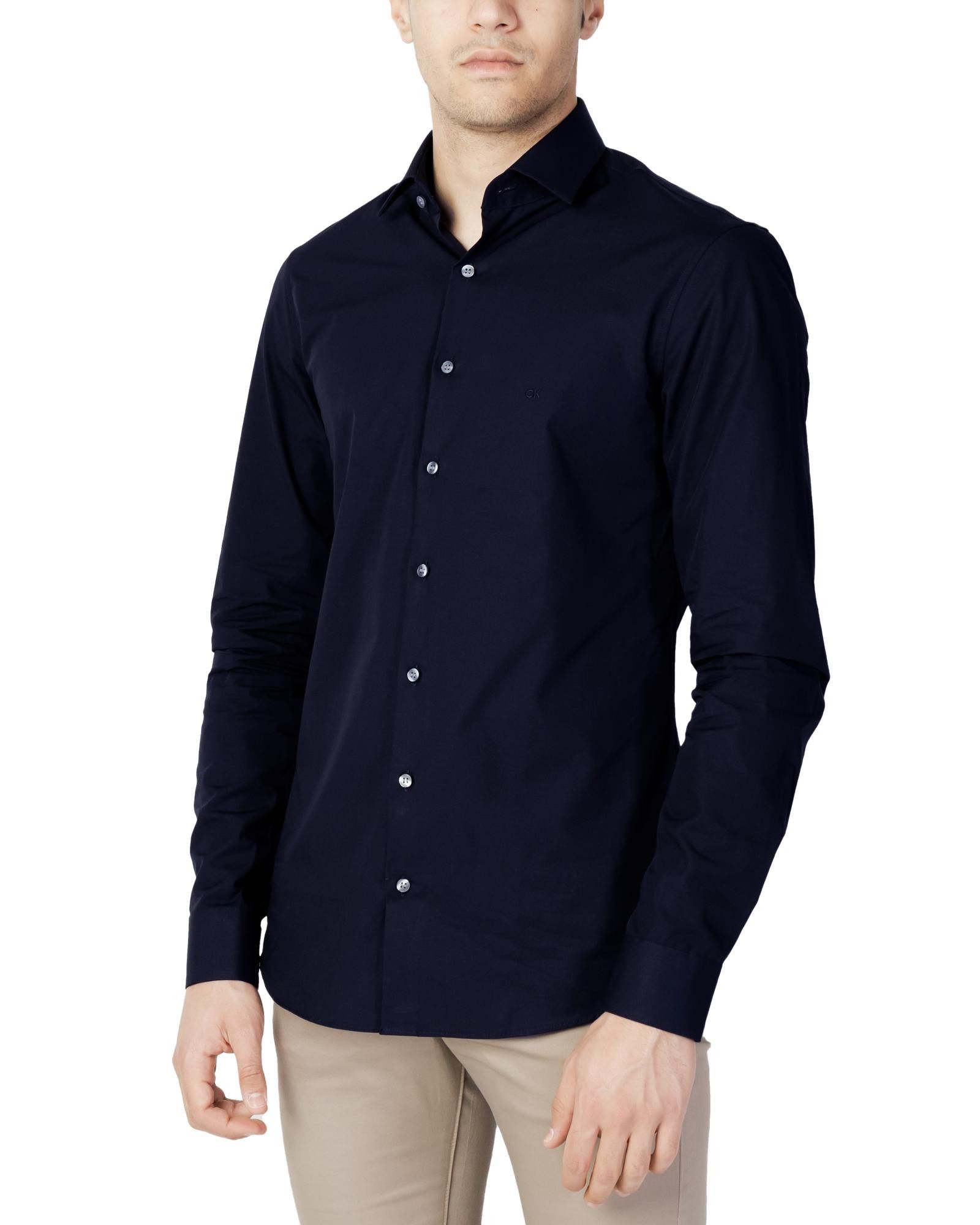 image of Calvin Klein Plain Long Sleeve Classic Shirt in Blue, Men's (Size XS)