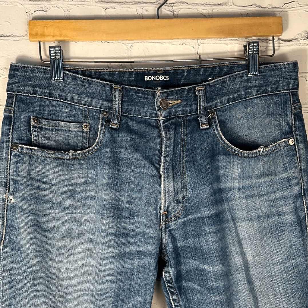 Bonobos VINTAGE Bonobos Jeans Mens Slim Straight Jeans Denim W31 x L30 (Blue) Mens Jeans Slim Straight 31x30 Bonobos Denim Straight Jeans Size US 31 - 3 Thumbnail