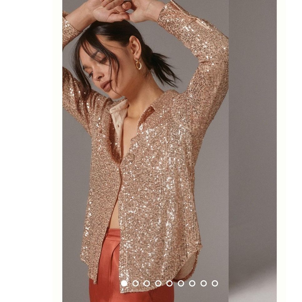 Anthropologie New Anthropologie Sunday in Brooklyn Sequin Buttondown SMALL Size S / US 4 / IT 40 - 2 Thumbnail