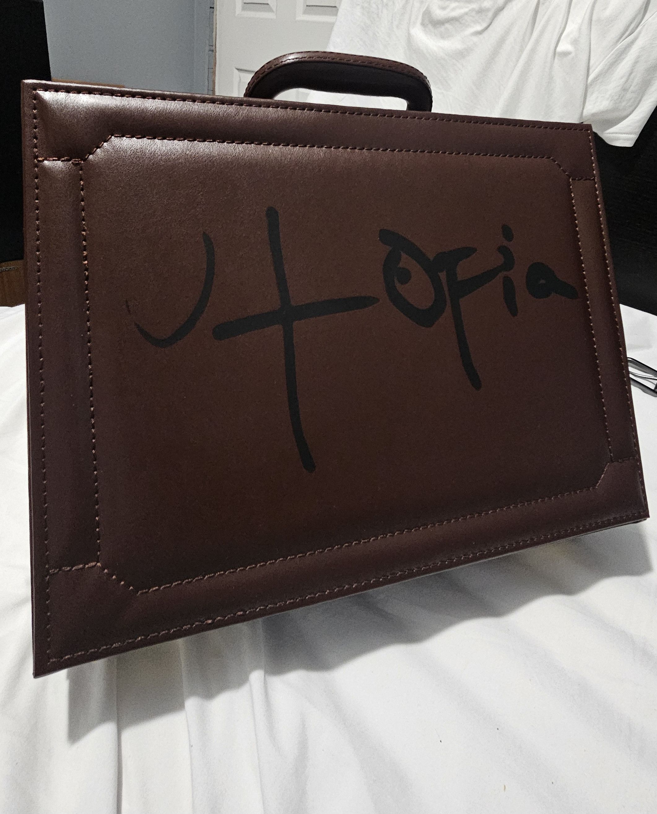 image of Brand-New Travis Scott Utopia Briefcase! in Brown, Men's