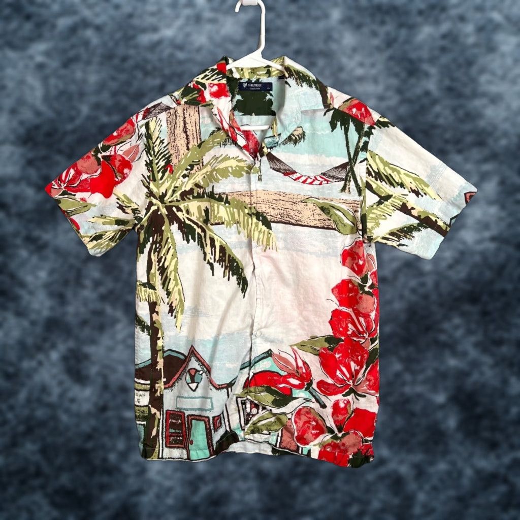 Cremieux Cremeux Mens Small Hawaiian Short Sleeve Shirt Palm & Floral Print Shirt Size US S / EU 44-46 / 1 - 1 Thumbnail