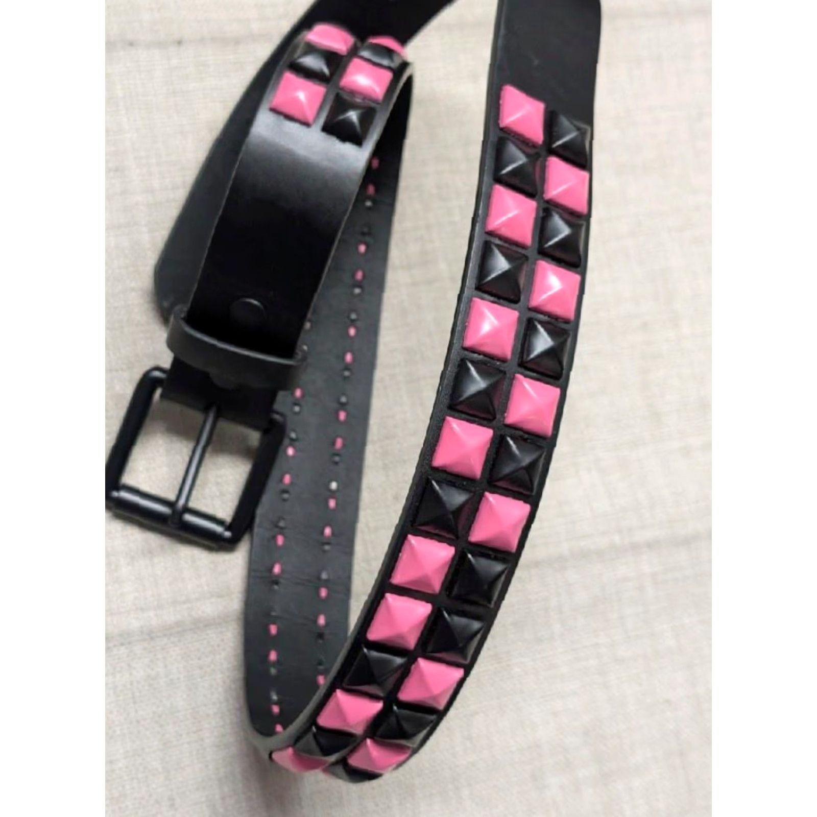 Vintage VINTAGE Y2K belt STUDDED pink black 32 Western Belt Mens Size 32 - 5 Thumbnail