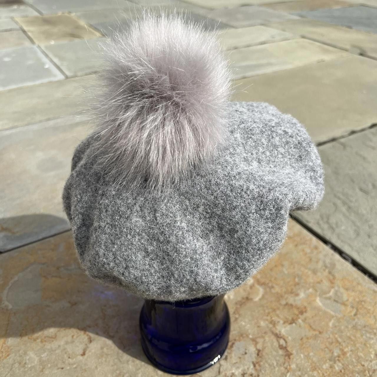H&M Wool Blend Grey Beret Poof Hat Size ONE SIZE - 5 Thumbnail