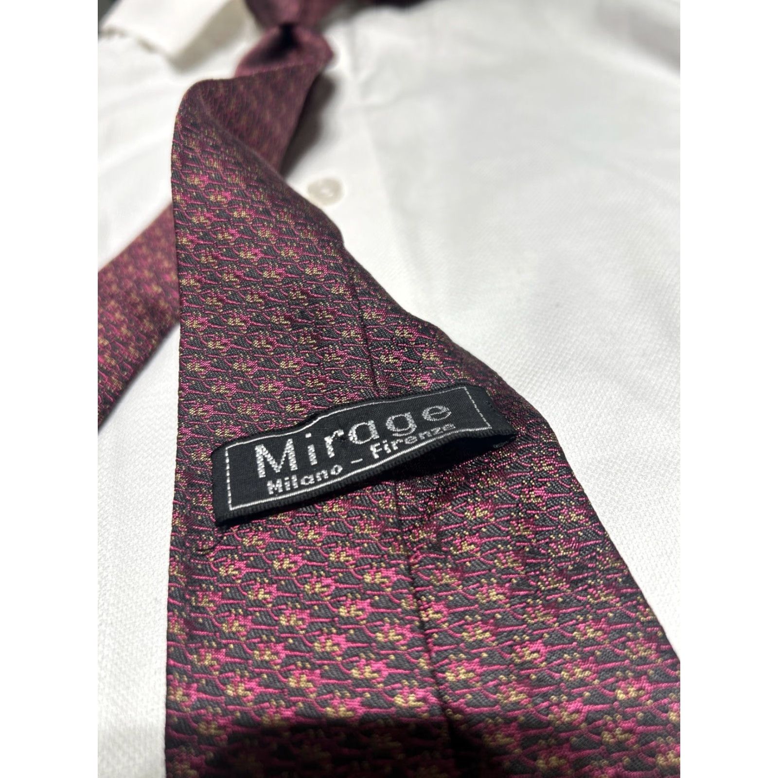 Vintage Mirage Tie Mens Silk 100% Made In Italy Gray 9.5cm Short 148cm Preppy Elegance Milano Firenze Nuova 2000s Size ONE SIZE - 2 Thumbnail