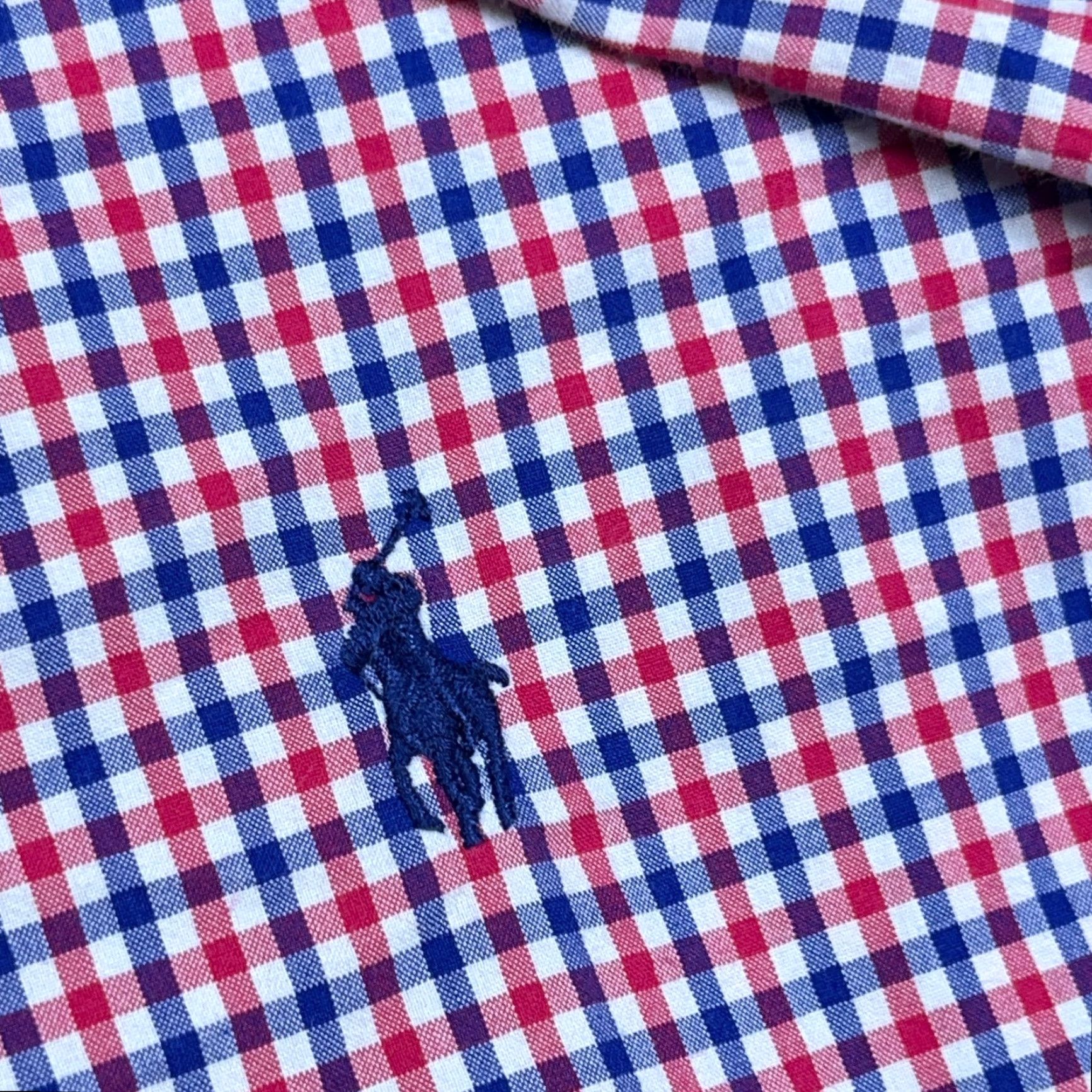 Ralph Lauren Ralph Lauren Shirt Men XL Red Blue Button Up Tattersall Plaid Poplin Dress Adult Size 46R - 4 Thumbnail