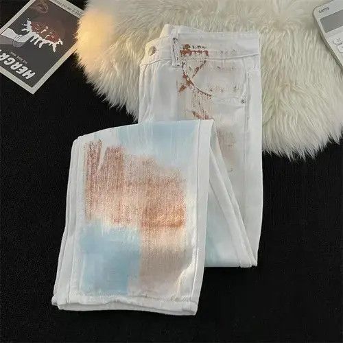 Jean Colorful Graffiti Straight Jeans Size US 32 / EU 48 - 4 Thumbnail