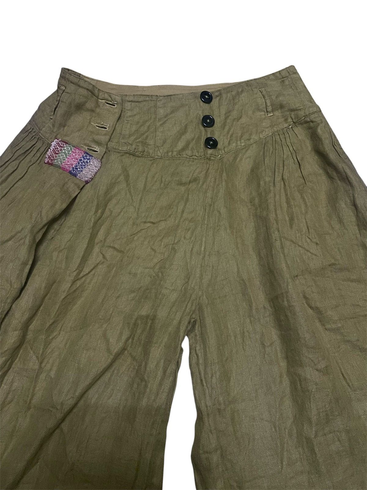 Kapital Kapital Side Button Back Patchwork Wide Legs Crop Pants Size 28" / US 6 / IT 42 - 3 Thumbnail