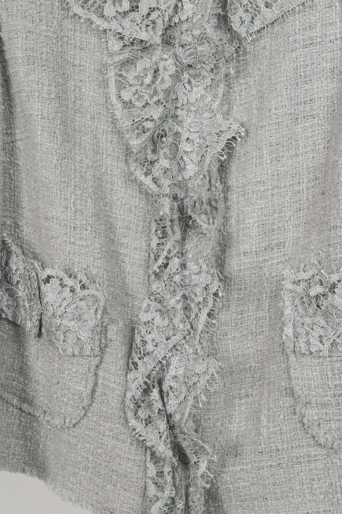 Dolce & Gabbana Dolce and Gabbana Grey Tweed Lace-Trim Suit Jacket Size M / US 6-8 / IT 42-44 - 9 Thumbnail