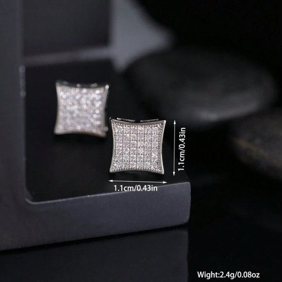 Other Unisex Ice Crystal Square Copper Fashion Earring Size ONE SIZE - 5 Thumbnail