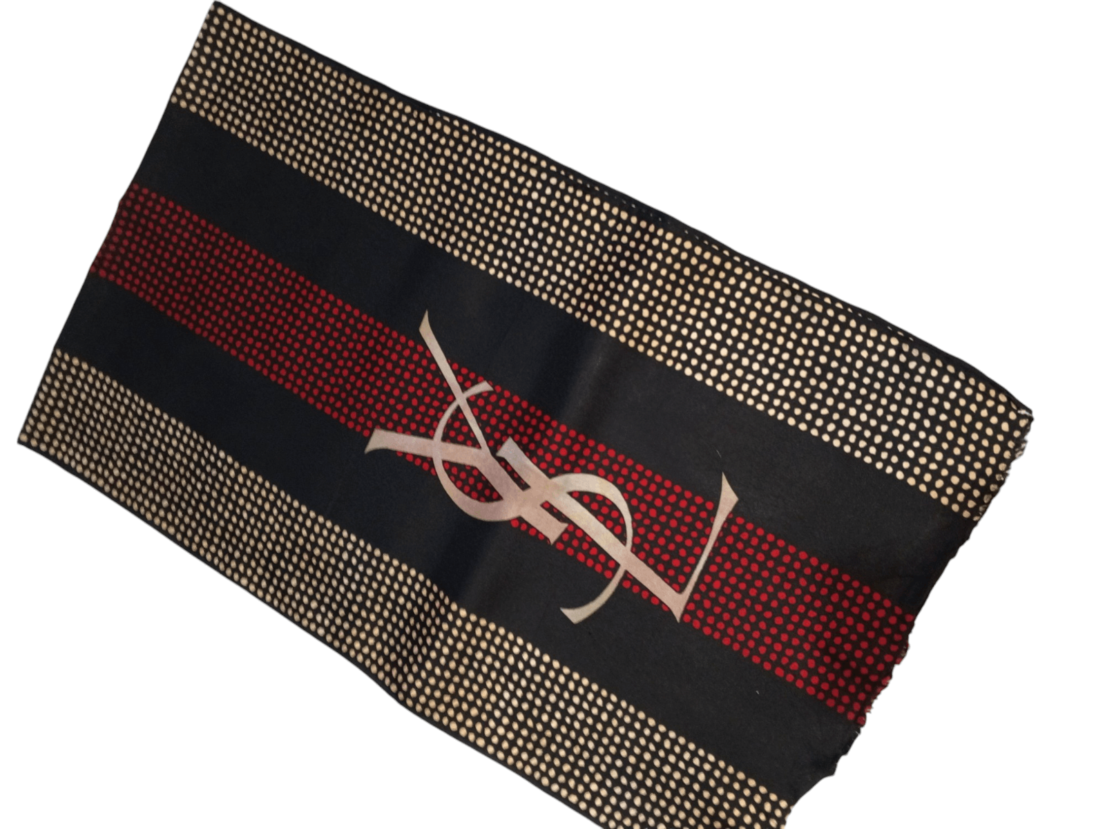 Yves Saint Laurent Yves Saint LAURENT YSL Paris Monogram Logo Black Red Scarf Size ONE SIZE - 3 Thumbnail
