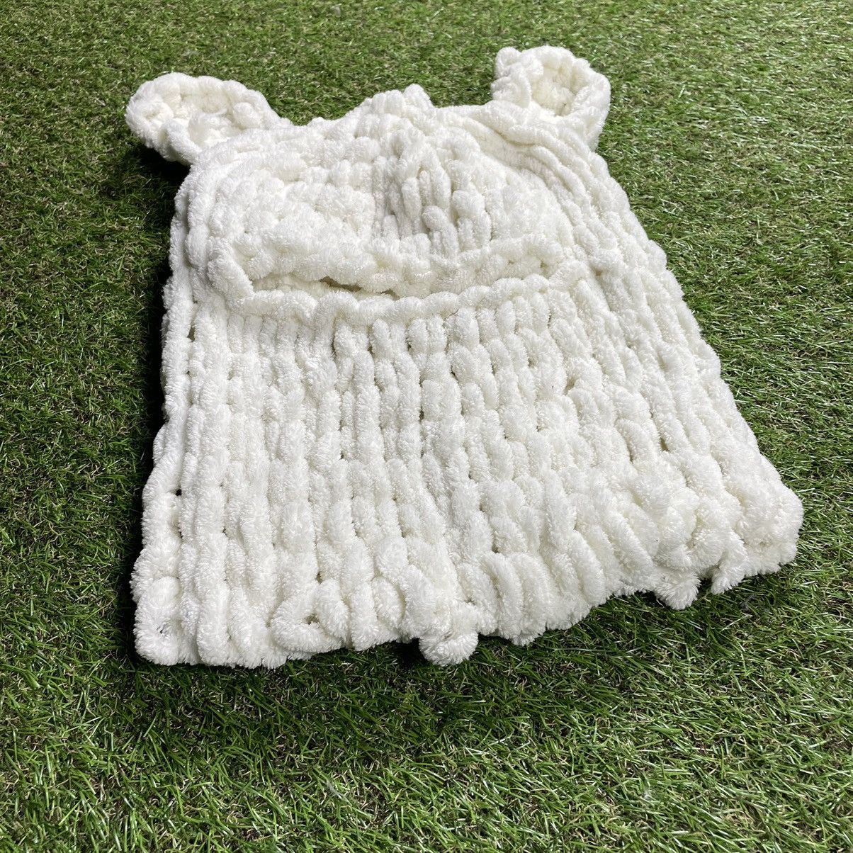 Vintage Vintage 90s Knit Beanie Mohair Fuzzy Alt Goth White Slim OS Size ONE SIZE - 3 Thumbnail