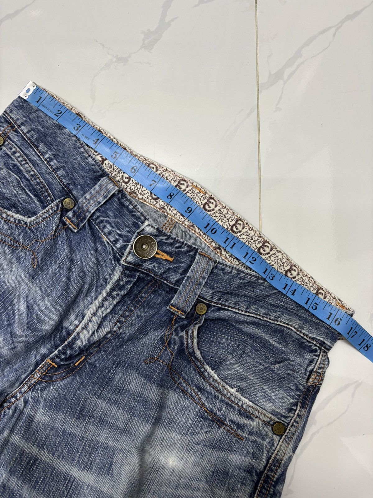 Kapital FLARE JEANS EDWIN BLUE TRIP 503 DISTRESSED DENIM JEANS Size US 33 - 9 Thumbnail