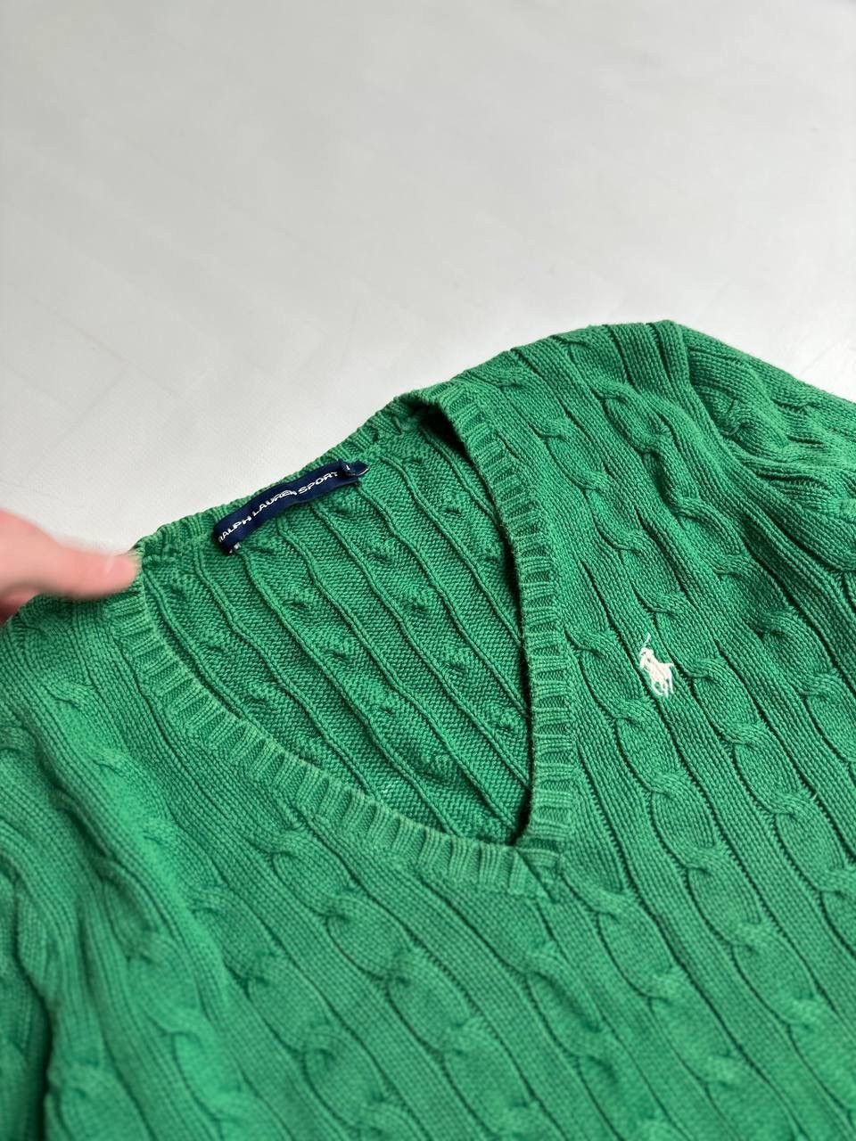 Polo Ralph Lauren Vintage Green Polo Ralph Lauren Cable Knite V neck Sweater Size M / US 6-8 / IT 42-44 - 4 Thumbnail