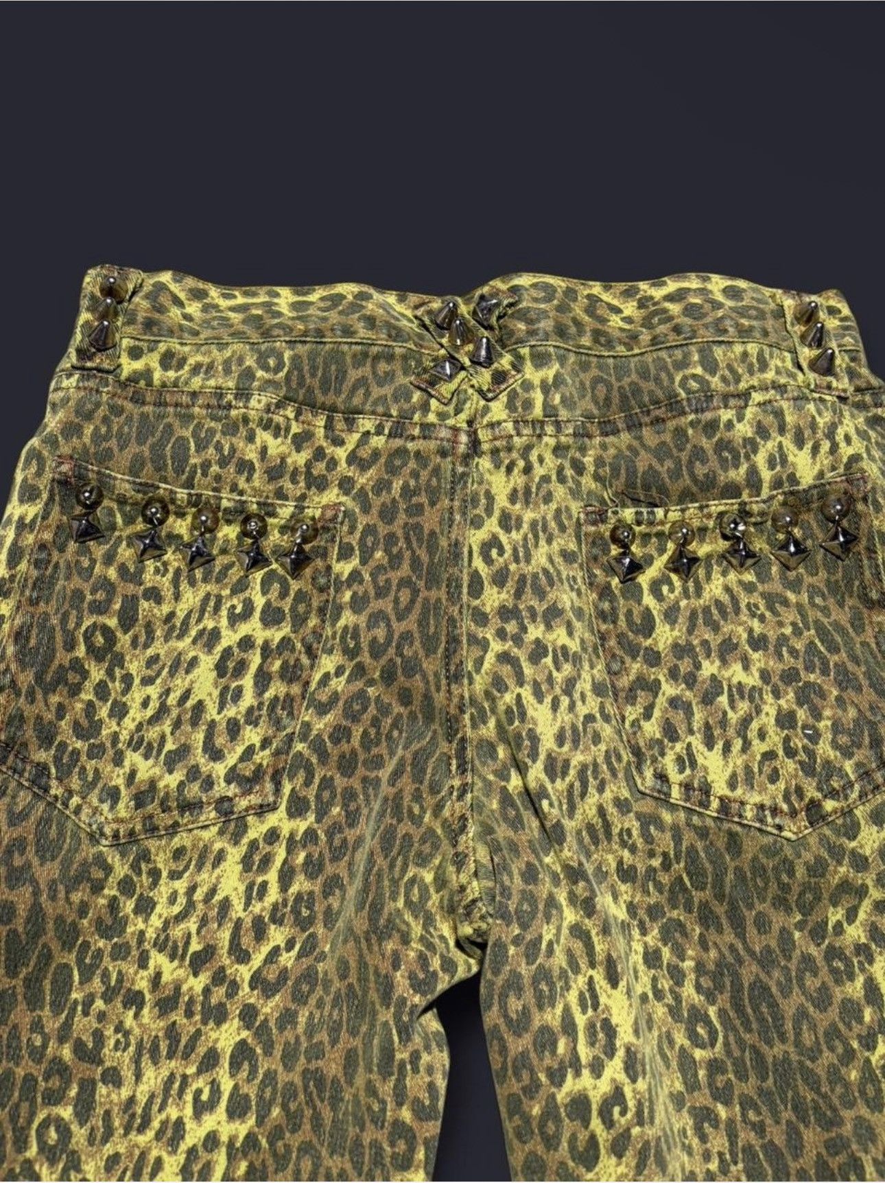 Japanese Brand Leopard print punk jeans with studded pockets Size US 29 - 4 Thumbnail