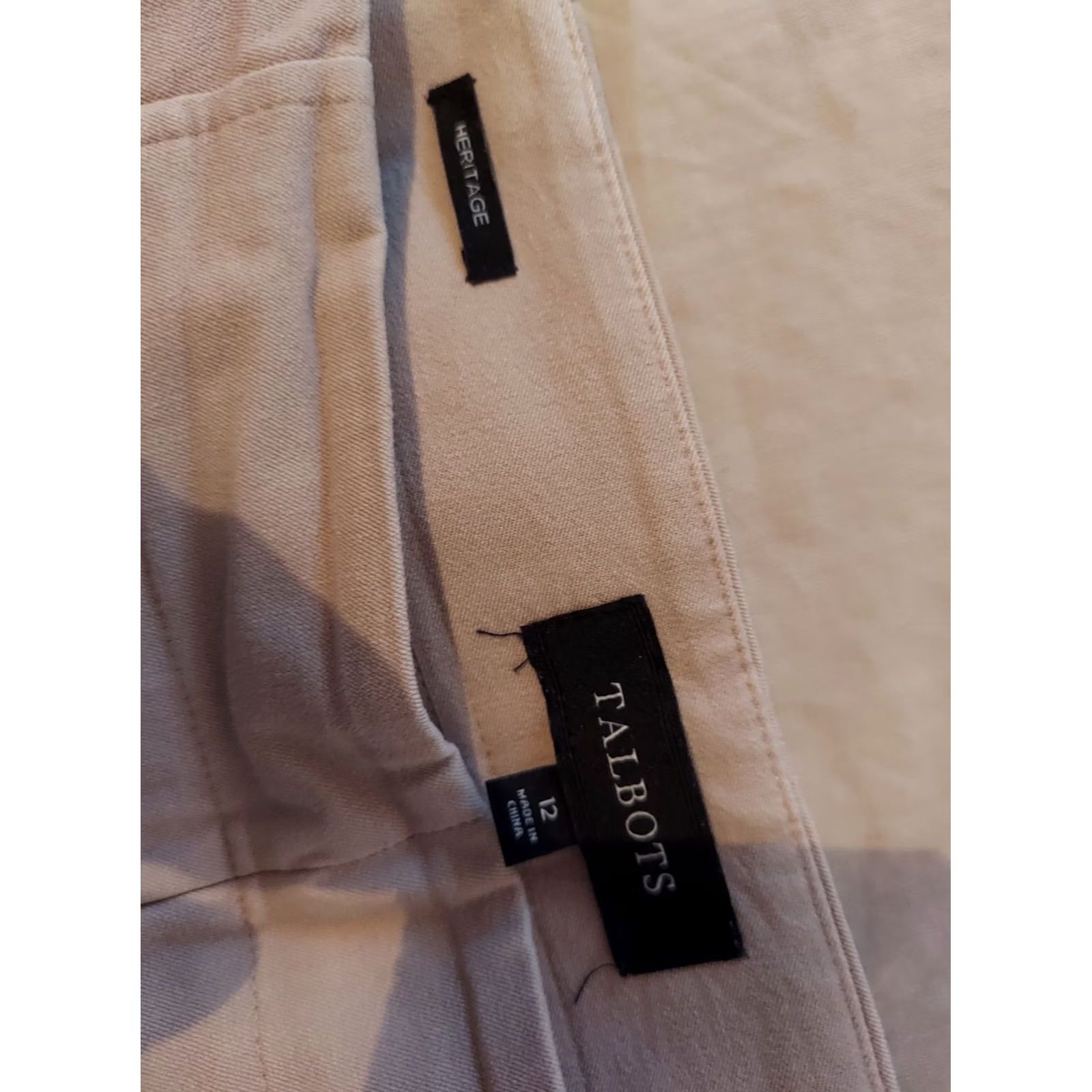 Talbots Womens Talbots Pants 12 Khaki Cotton Chino Dress Trouser Slack Beige Size 34" / US 12 / IT 48 - 4 Thumbnail