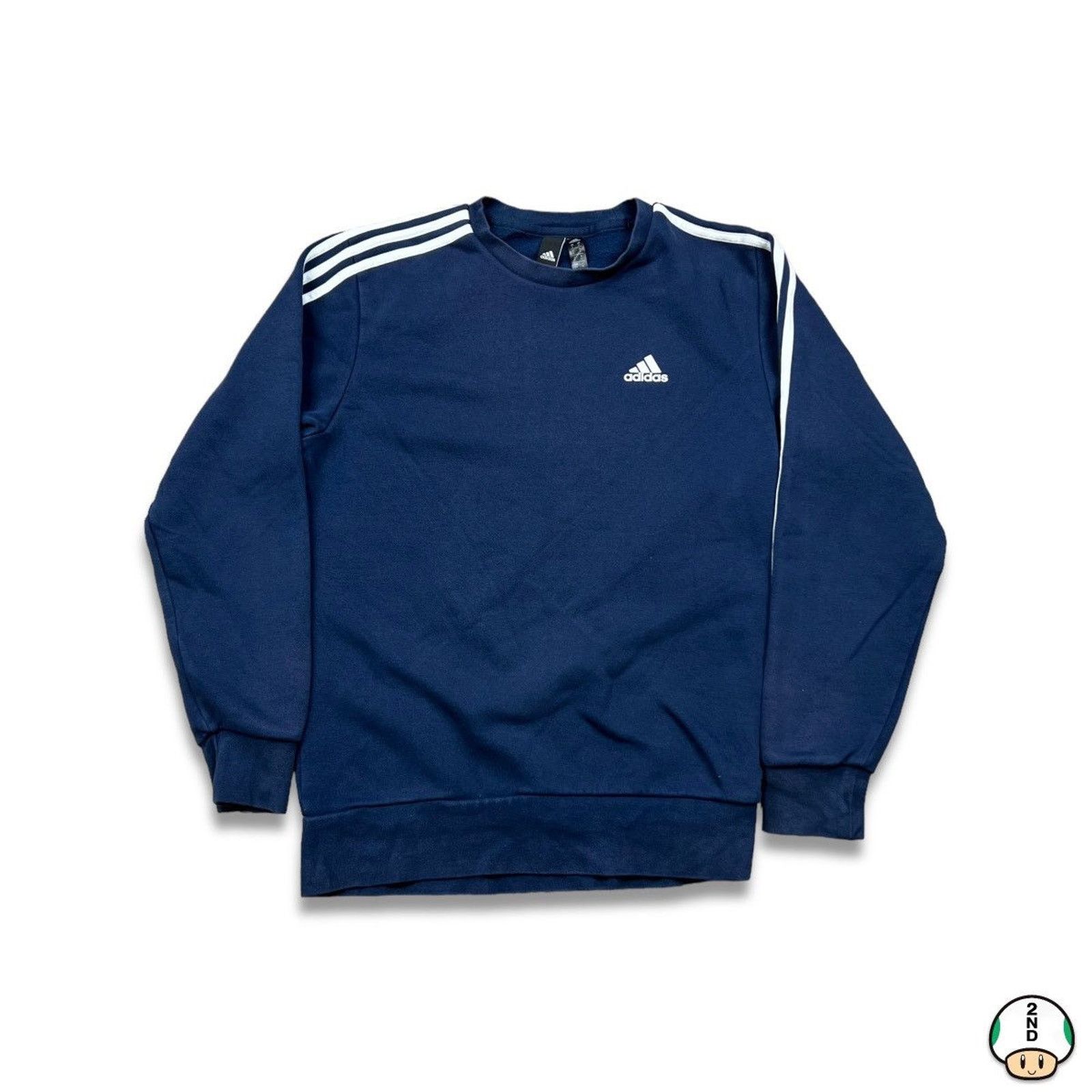 Adidas × Vintage Adidas Sweatshirt Essential 3 Stripe Spell Out Pullover Crew Size US S / EU 44-46 / 1 - 1 Thumbnail