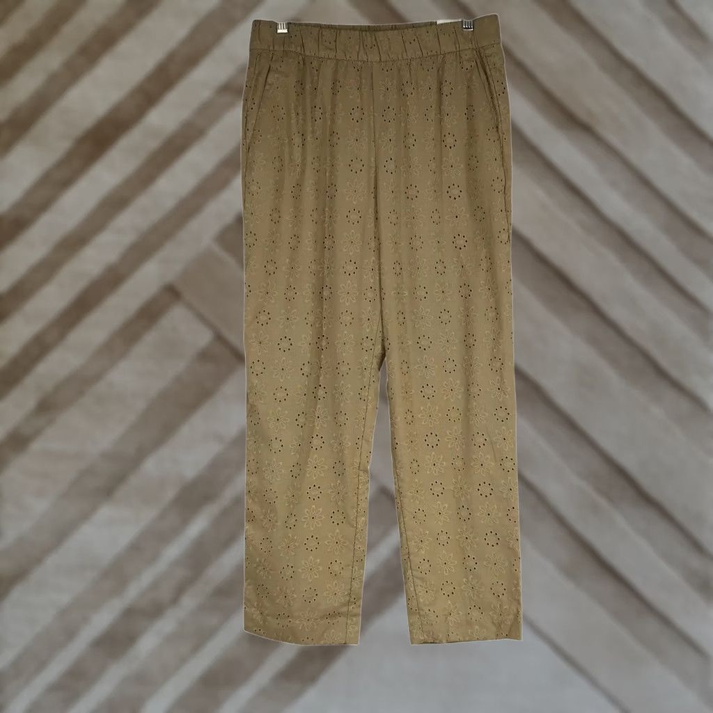 Ann Taylor Ann Taylor The Easy Ankle Pants Womens M NEW Tan Eyelet High Rise Tapered Size 32" / US 10 / IT 46 - 1 Thumbnail
