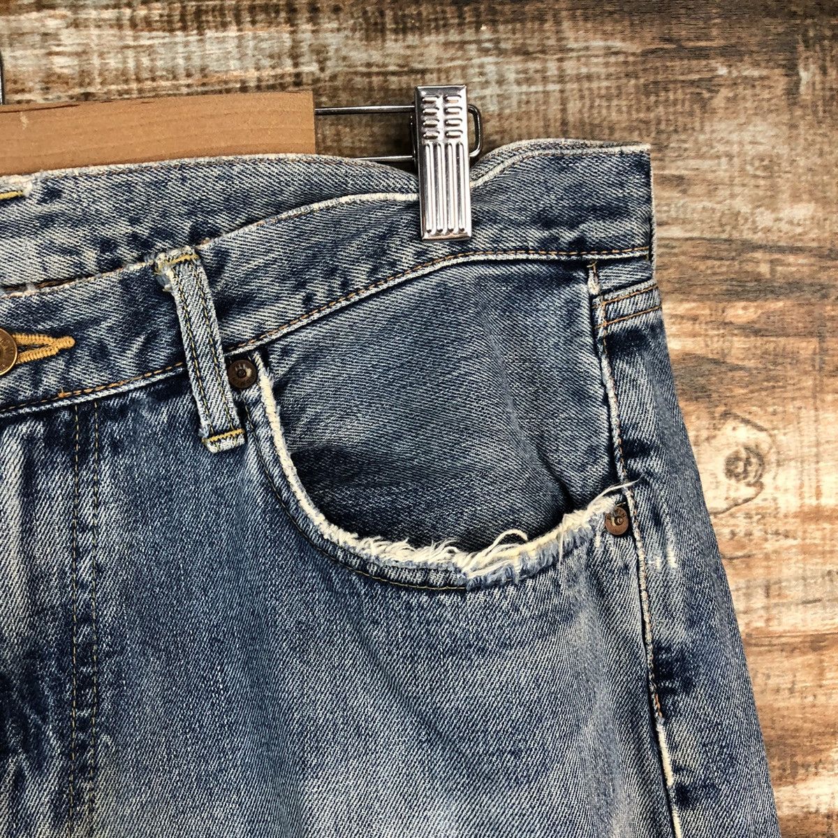 Edwin DLL Edwin Blue selvedge Distressed ripped Denim Pants #C250 Size US 34 / EU 50 - 8 Thumbnail