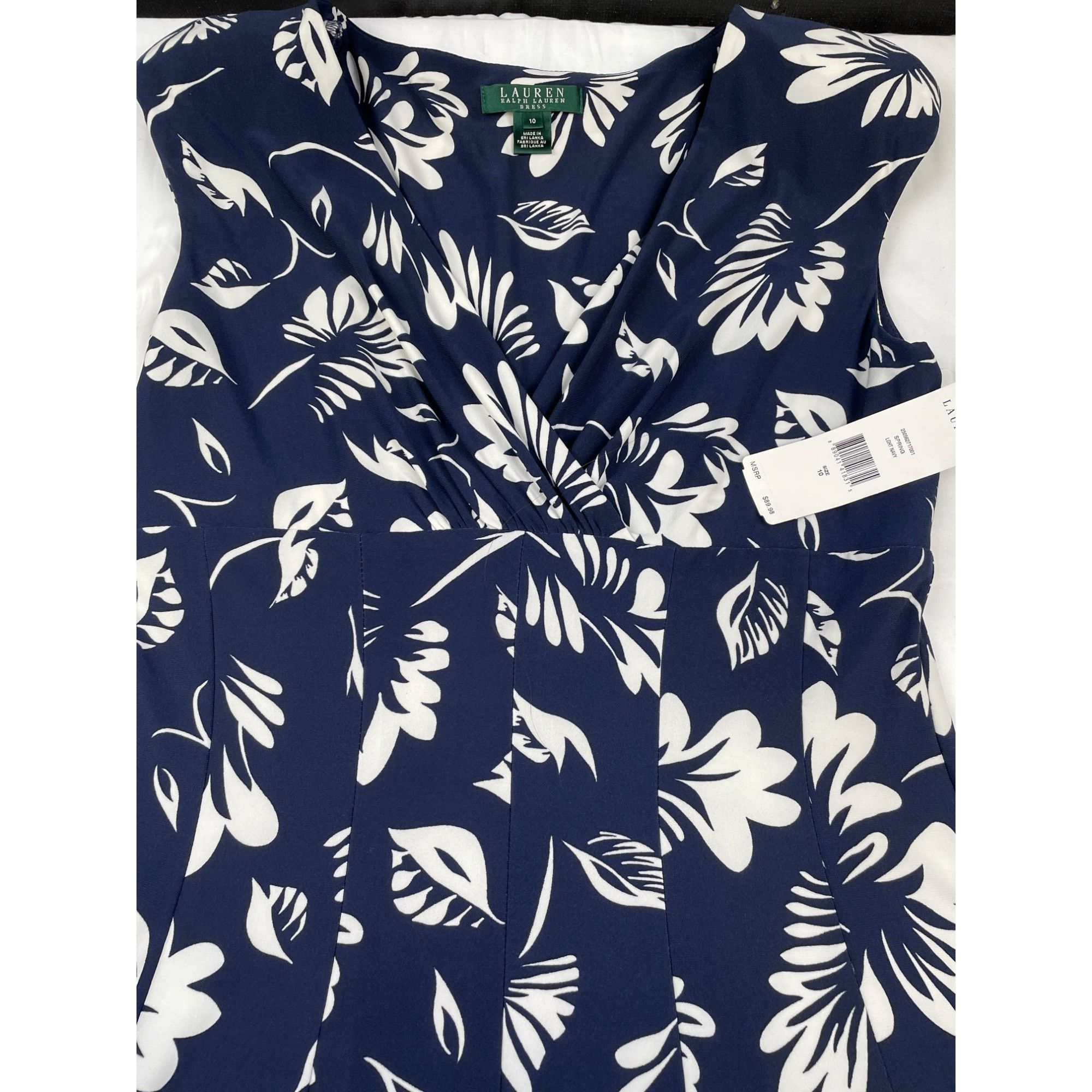 Lauren Ralph Lauren Lauren Ralph Lauren Women's Blue Tropical Leaf Sleeveless Dr Size L / US 10 / IT 46 - 5 Thumbnail