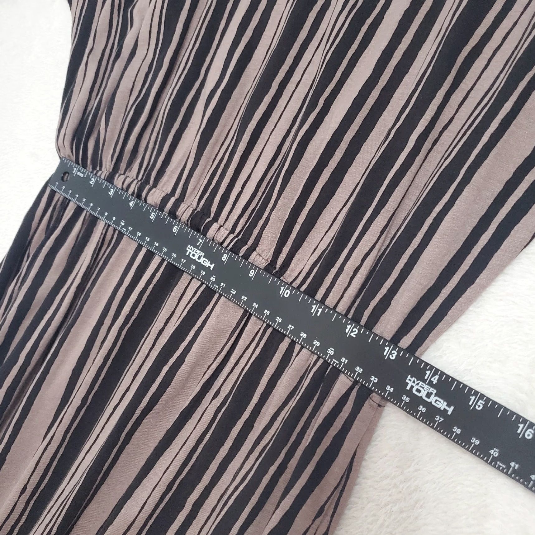 Vintage Garnet Hill Midi Dress Women M Brown Striped Organic Cotton Knit Jersey Stretch Size M / US 6-8 / IT 42-44 - 7 Thumbnail