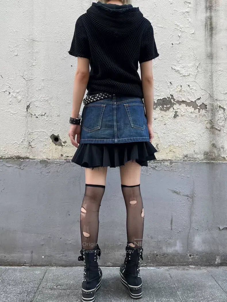 Junya Watanabe Junya Watanabe size XS Denim Mixed Material Skirt Size 25" / US 0 / IT 36 - 9 Thumbnail