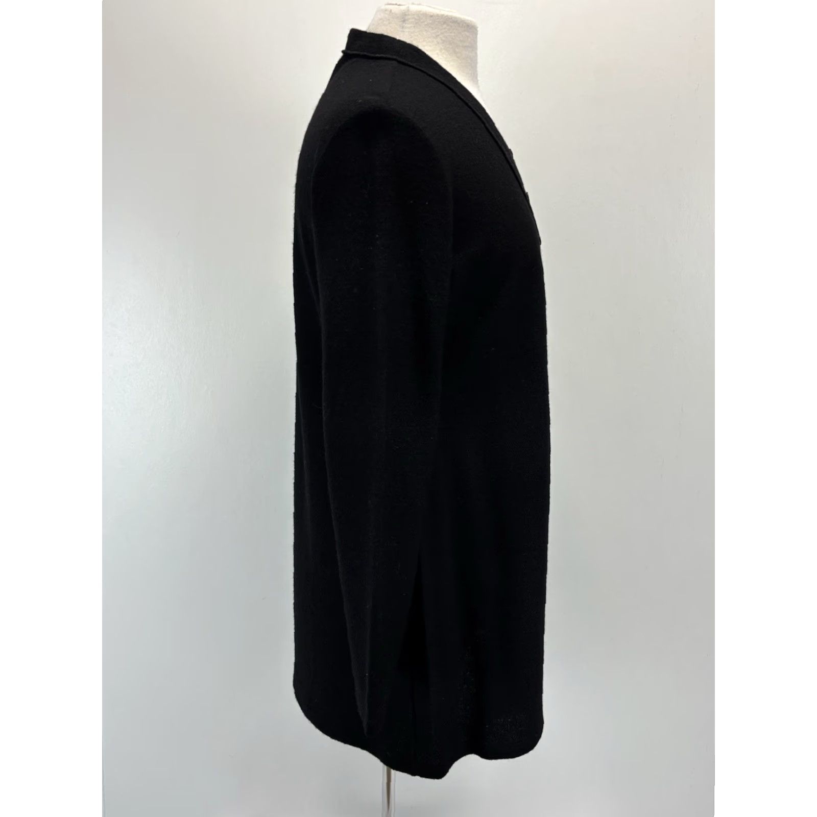 Eileen Fisher VINTAGE Eileen Fisher Cardigan Wool Sweater Black Mid length Lagenlook Petite PM Womens Long Sleeve V-Neck Size M / US 6-8 / IT 42-44 - 4 Thumbnail