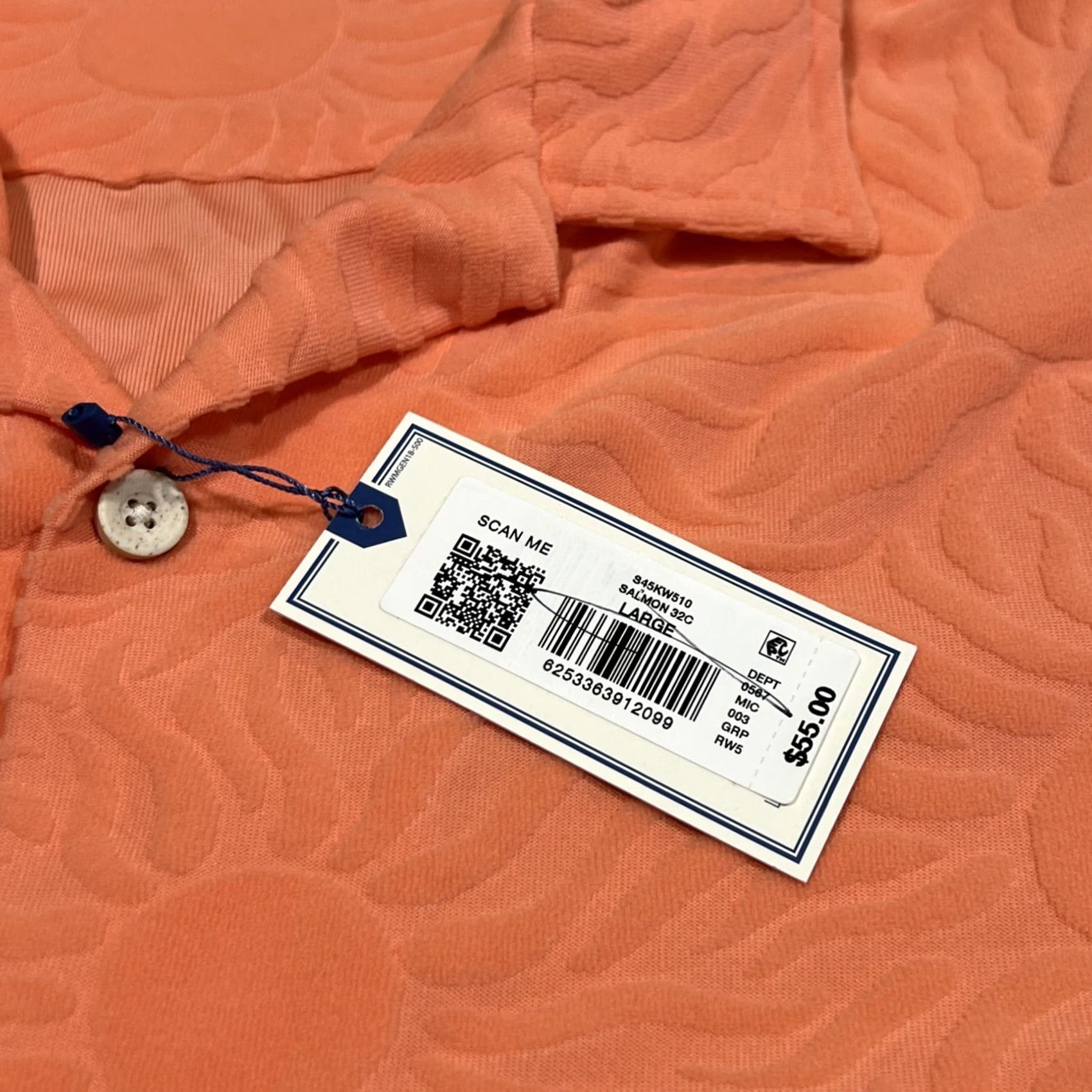 Vintage ROWM Button Up Shirt Men’s Large Short Sleeve Soft Textured Suns Salmon NWT Size US L / EU 52-54 / 3 - 5 Thumbnail
