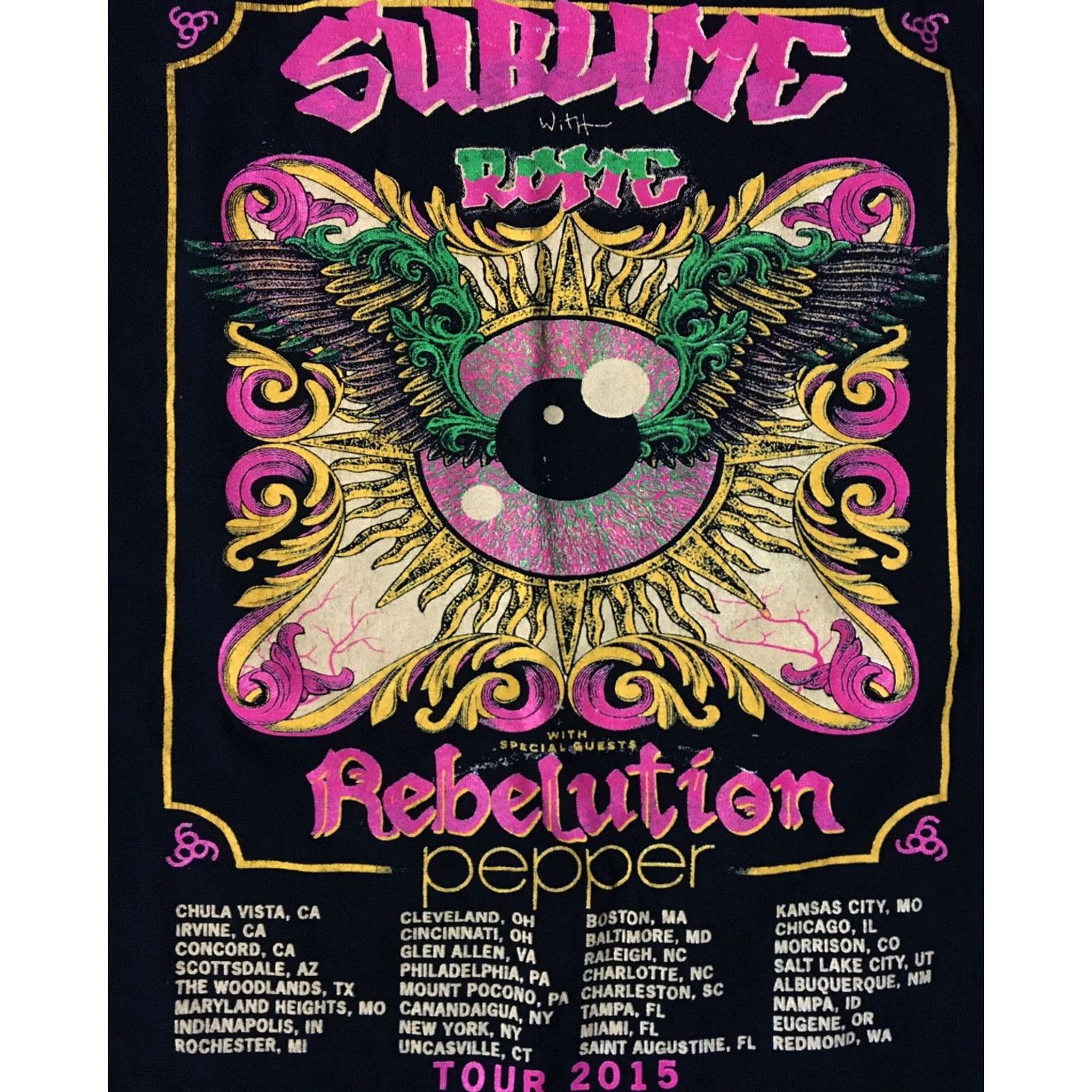 Drome Sublime With Rome 2015 Tour Shirt M Concert Punk Rock Nirvana 311 Grunge Vtg 90s Shirt Mens Black Graphic Tee Hippoie? Size US M / EU 48-50 / 2 - 4 Thumbnail